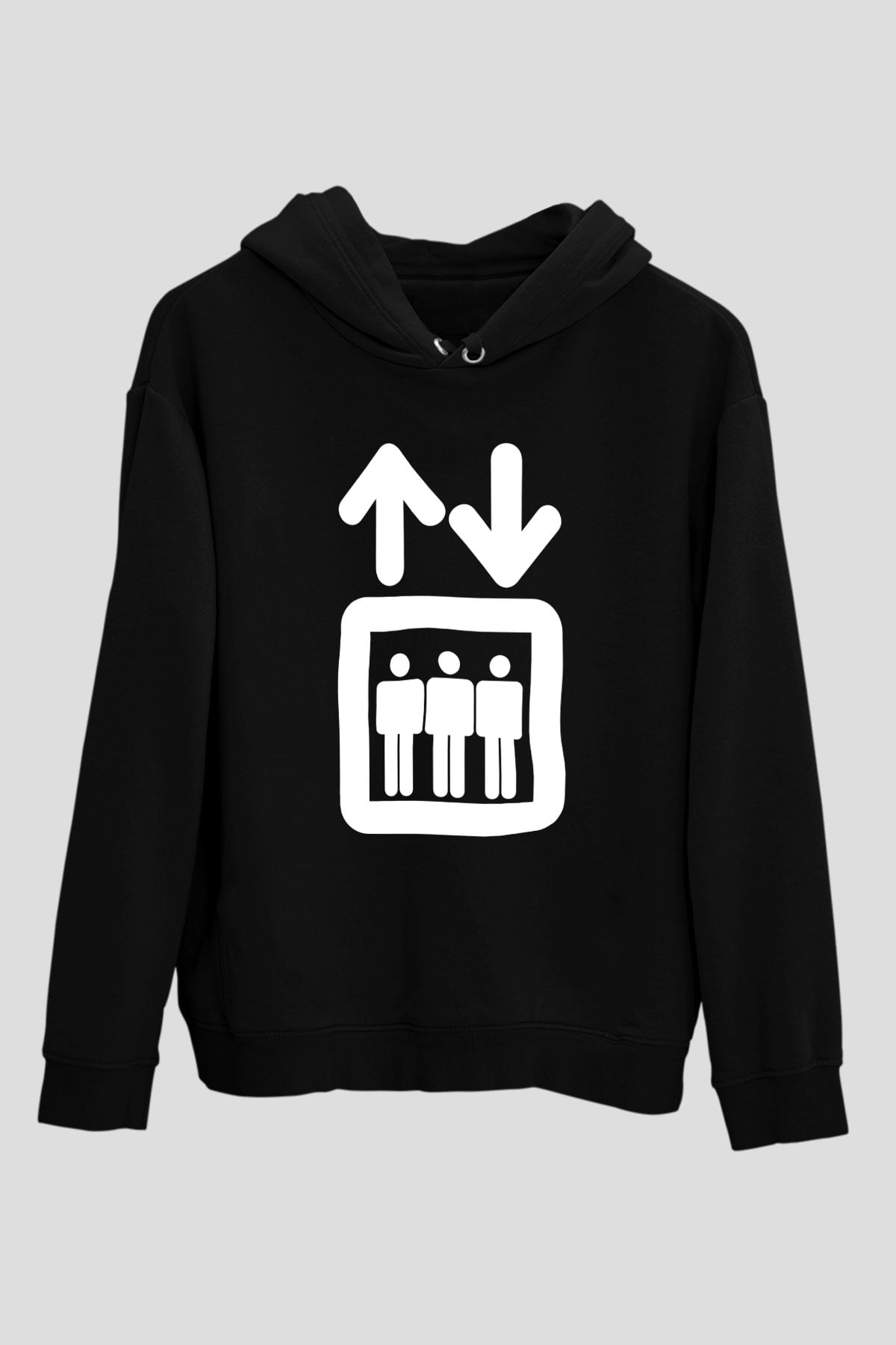 Asansörcü Siyah Unisex Kapşonlu Sweatshirt