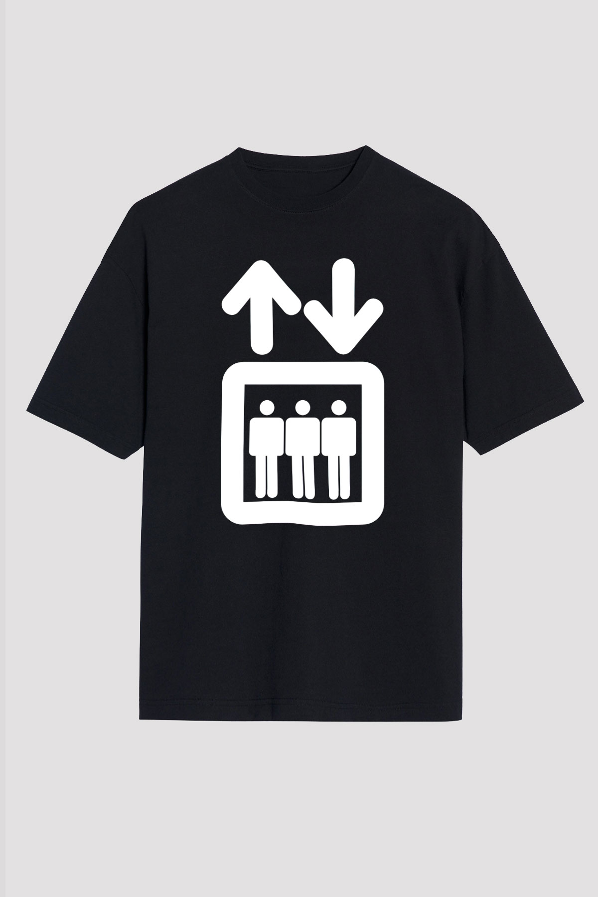 Asansörcü Siyah Unisex Oversize Tişört T-Shirt