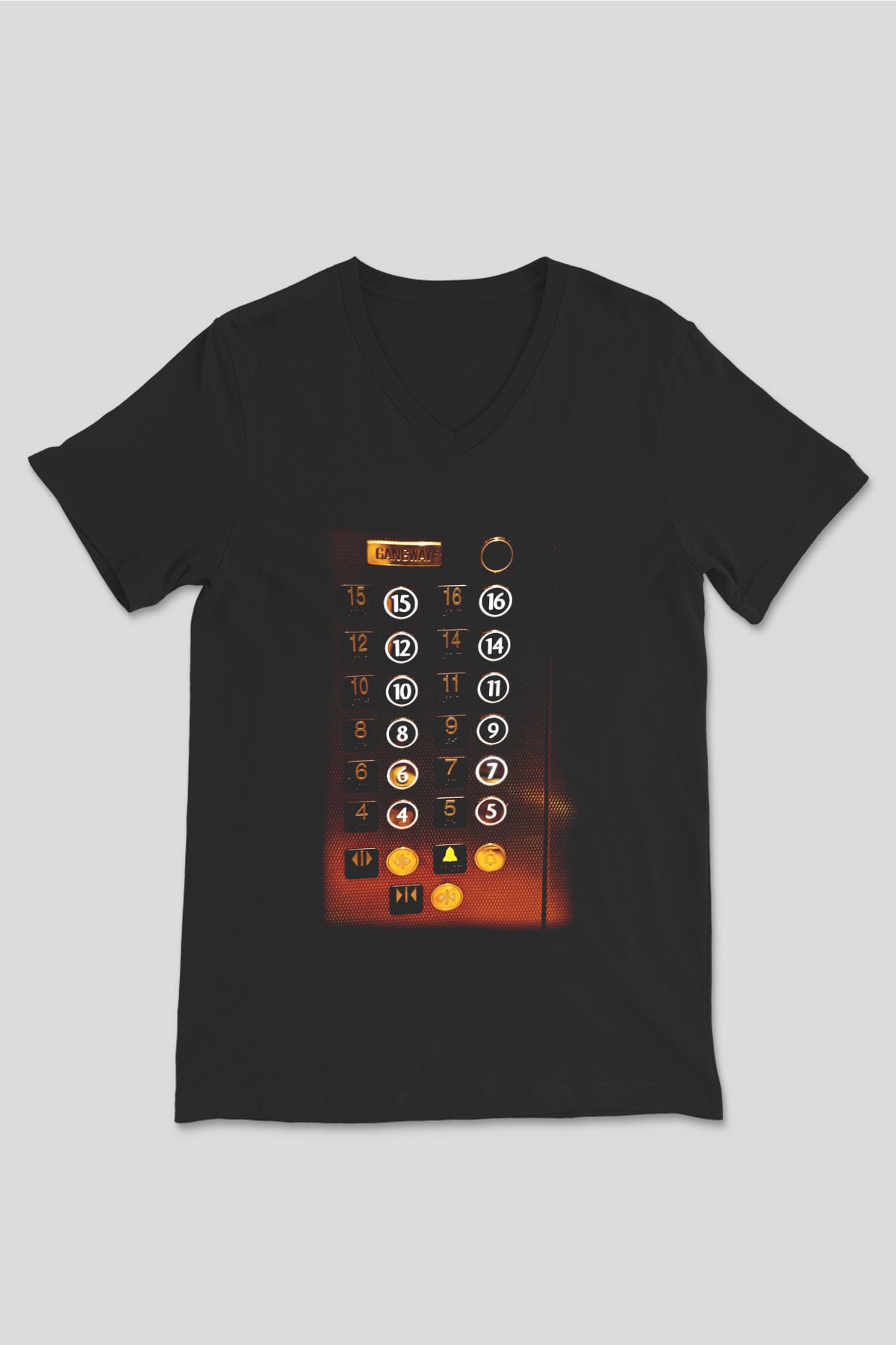 Asansörcü Siyah Unisex V Yaka Tişört T-Shirt