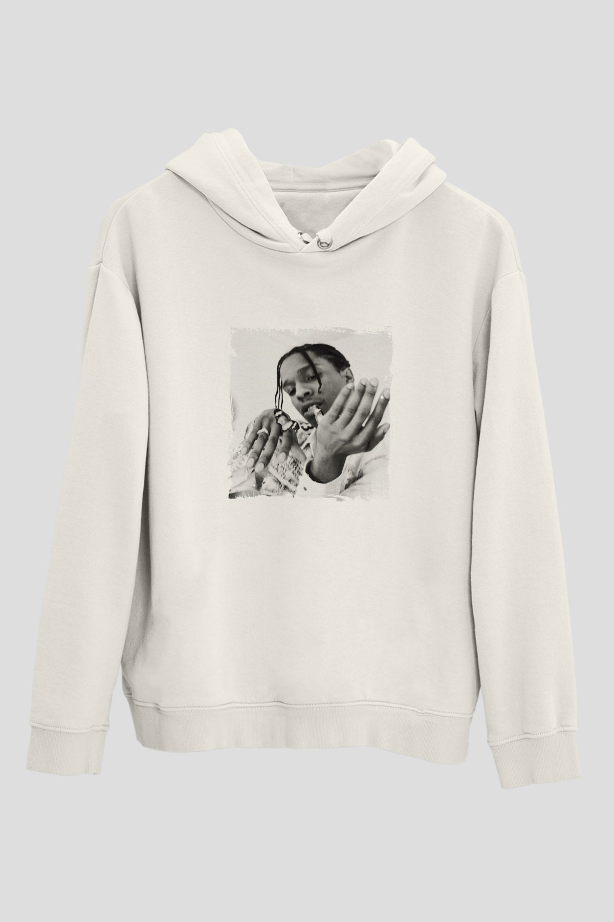 ASAP Mob Baskılı Unisex Beyaz Hoodie