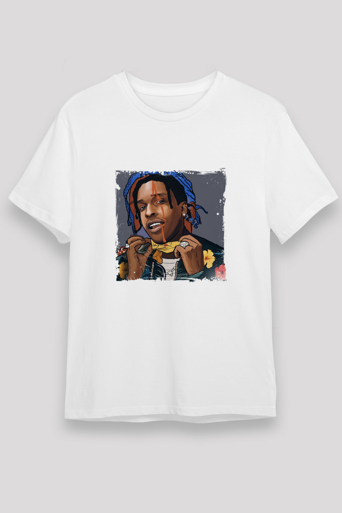 ASAP Mob Baskılı Unisex Beyaz Tişört