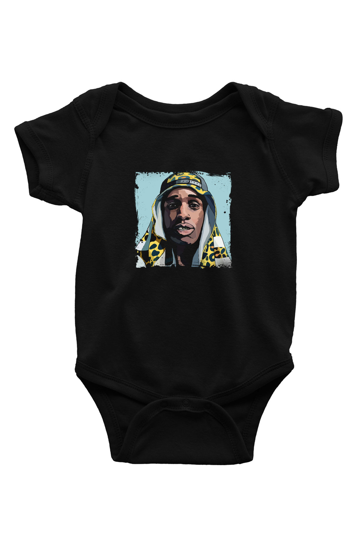 ASAP Mob Baskılı Unisex Siyah Bebek Body - Zıbın