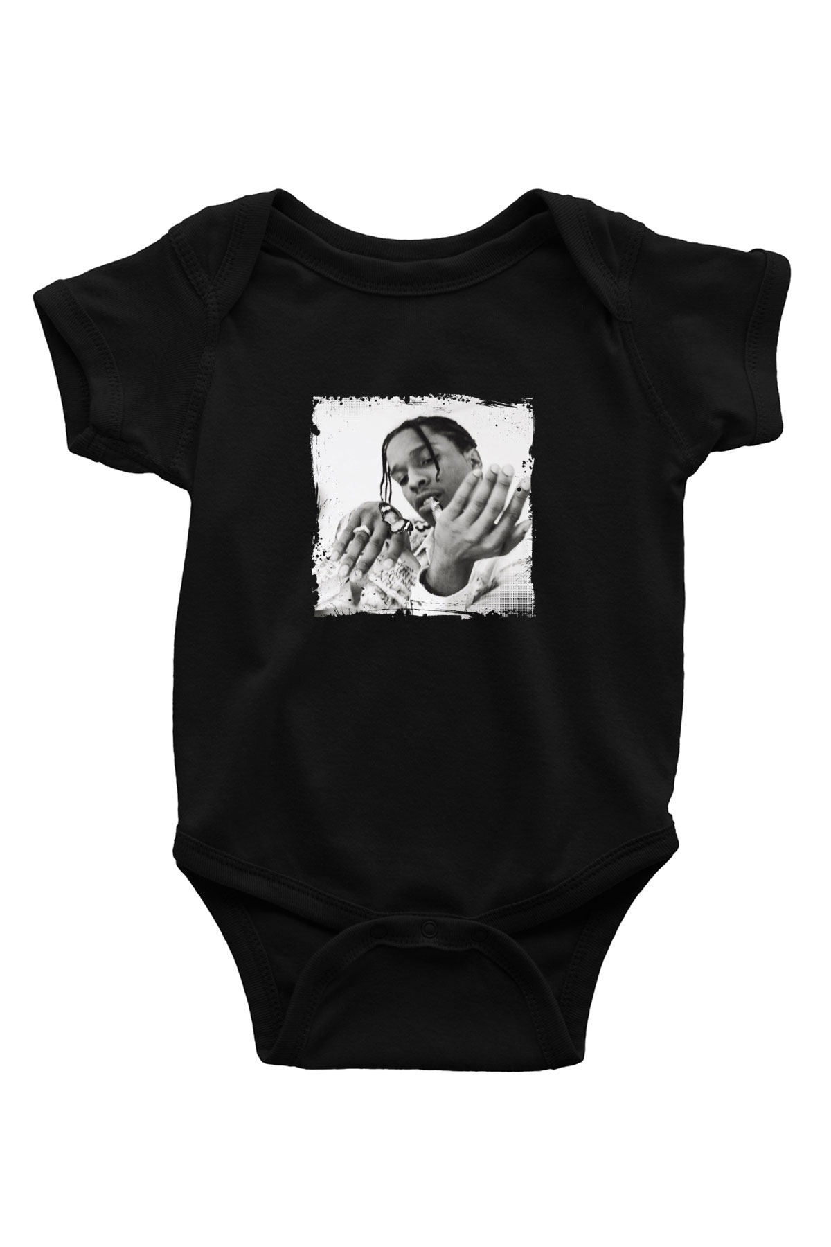 ASAP Mob Baskılı Unisex Siyah Bebek Body - Zıbın
