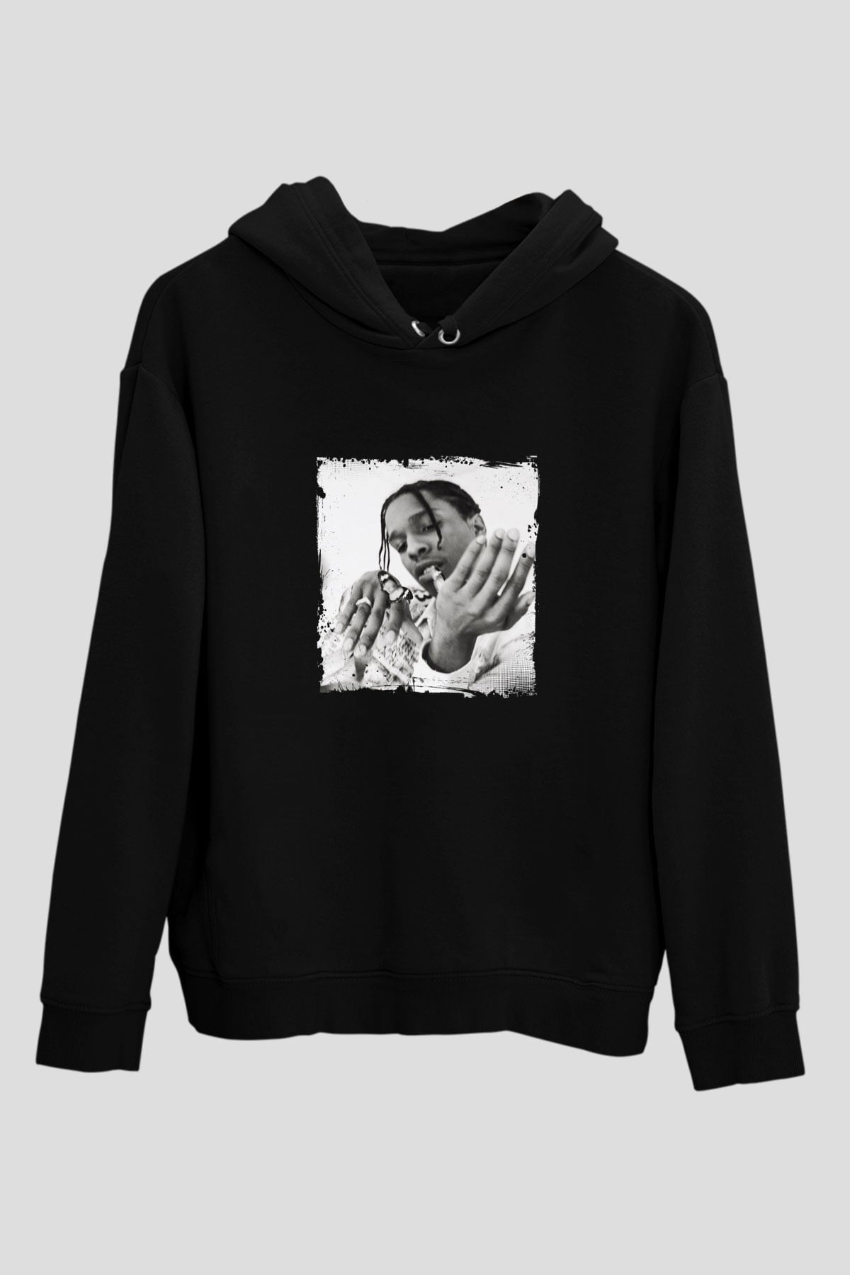 ASAP Mob Baskılı Unisex Siyah Hoodie
