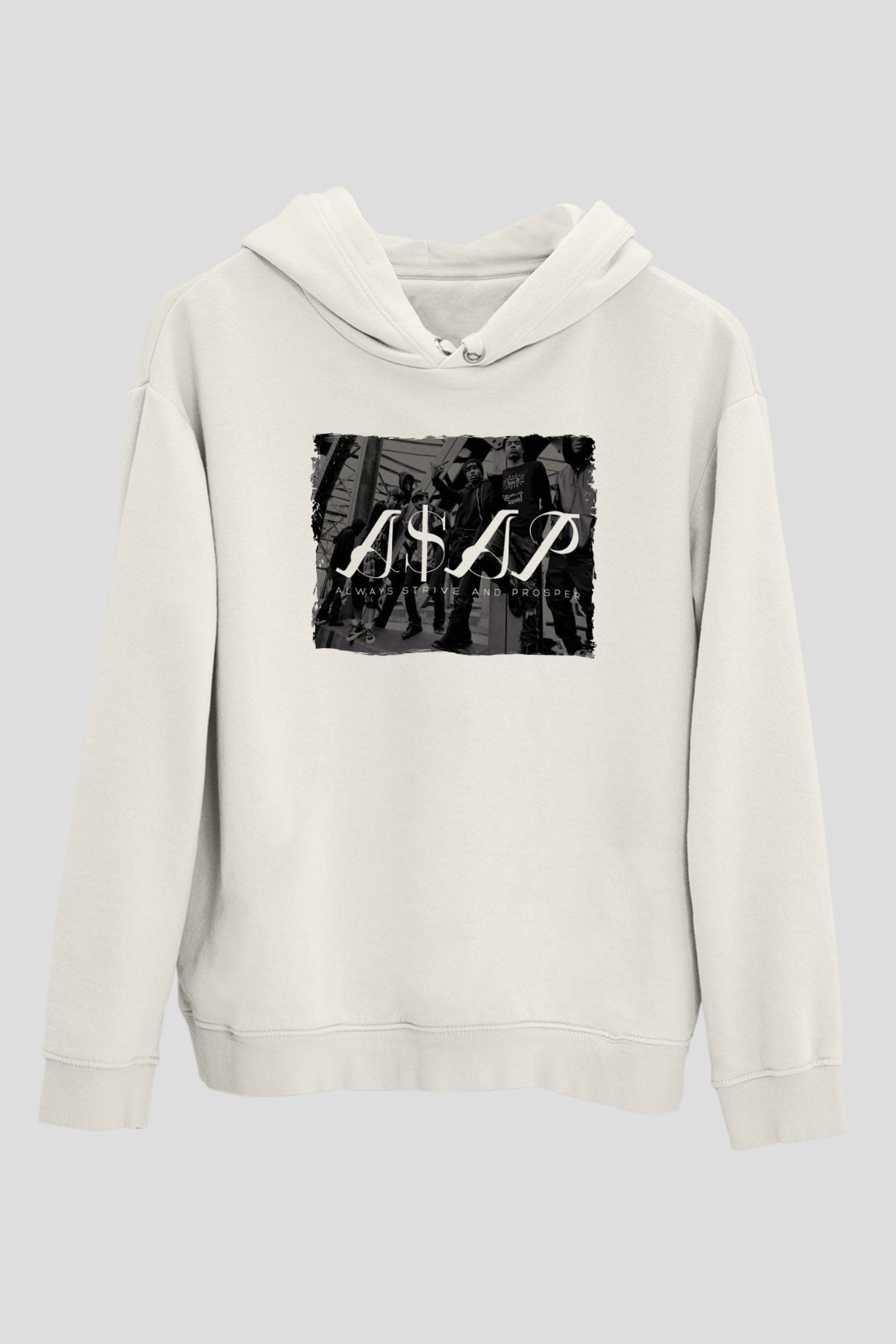 ASAP Mob Beyaz Unisex Kapüşonlu Sweatshirt