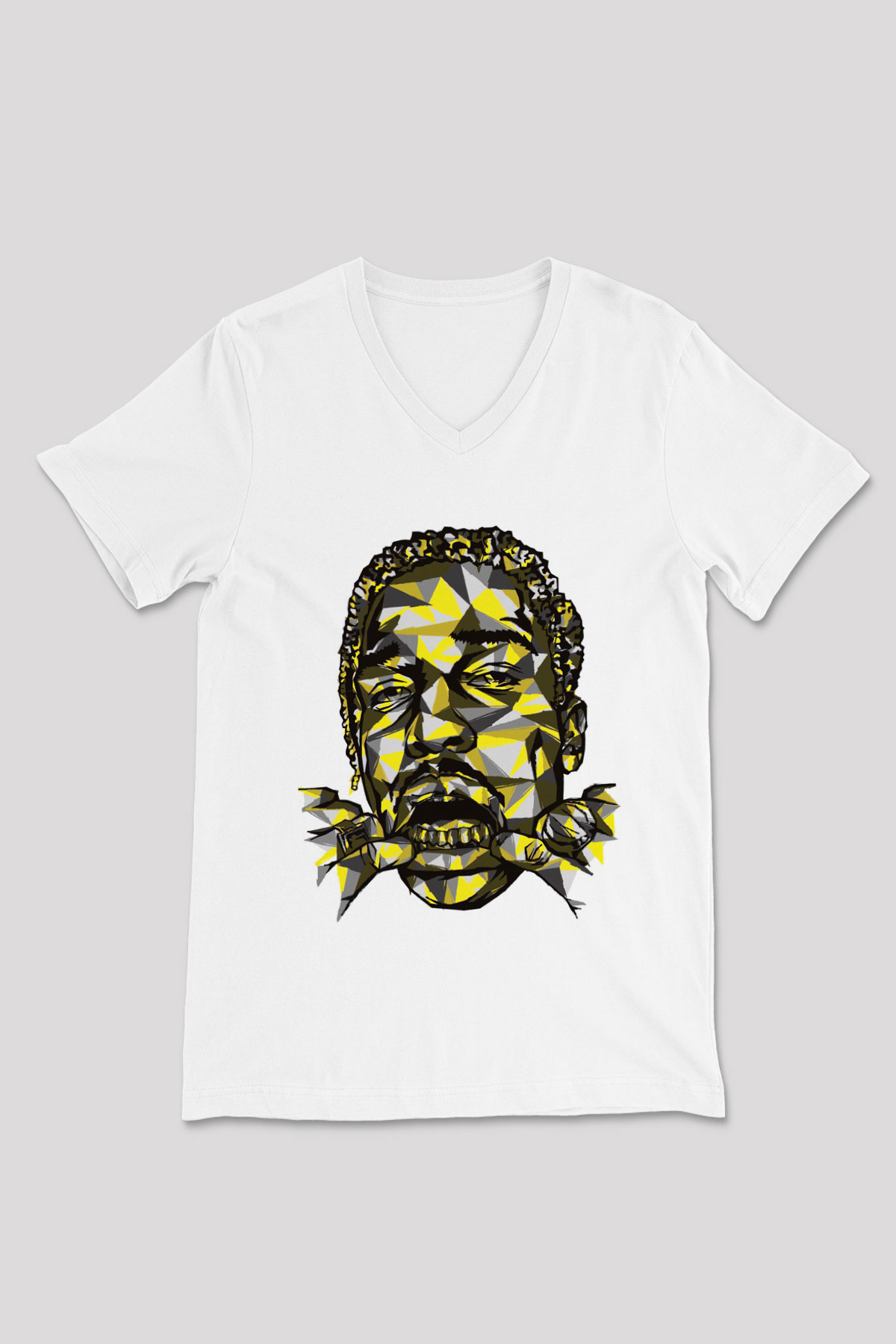 ASAP Mob Beyaz Unisex V Yaka Tişört