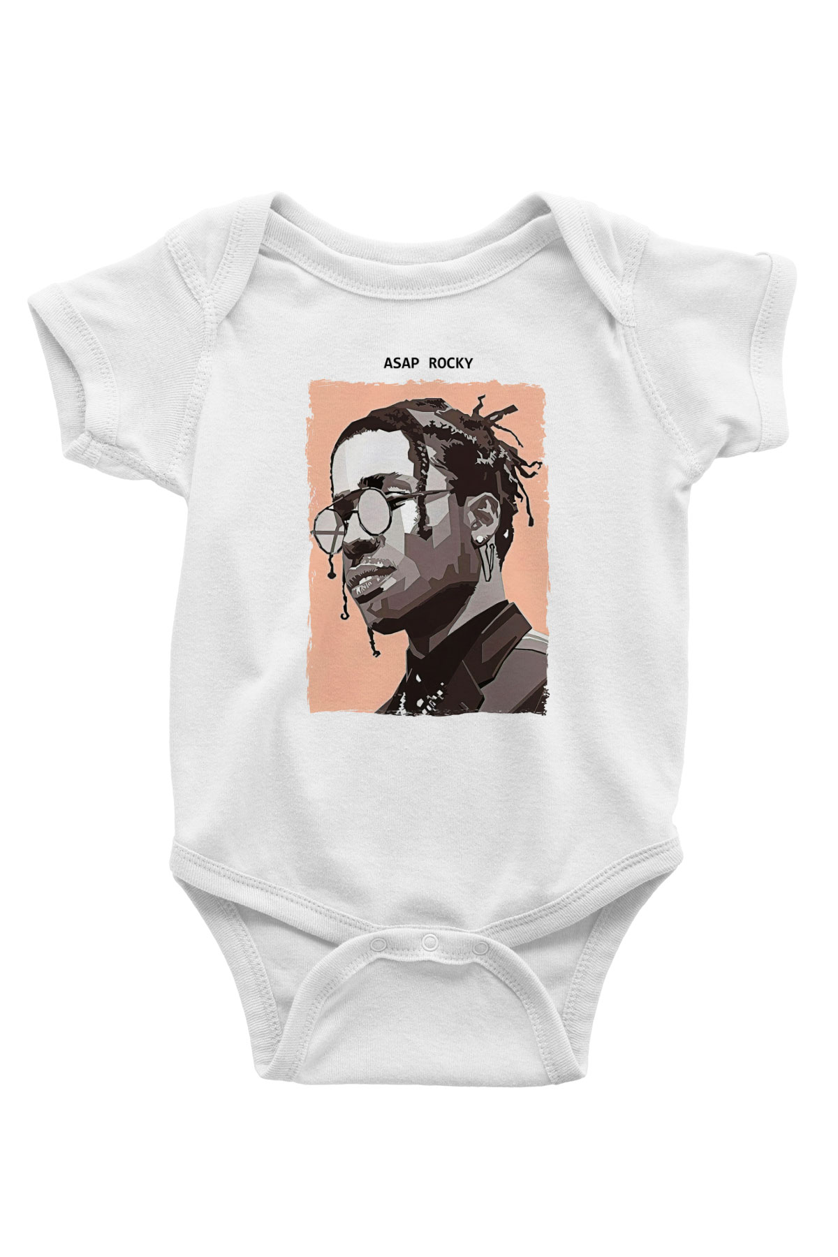 Asap Rocky Baskılı Beyaz Unisex Bebek Body - Zıbın