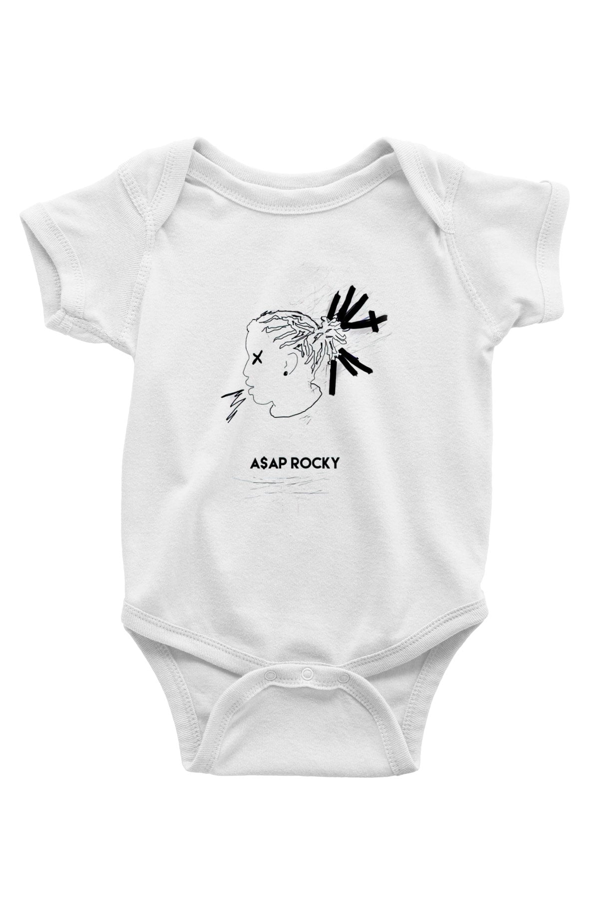 ASAP Rocky Baskılı Beyaz Unisex Bebek Body - Zıbın