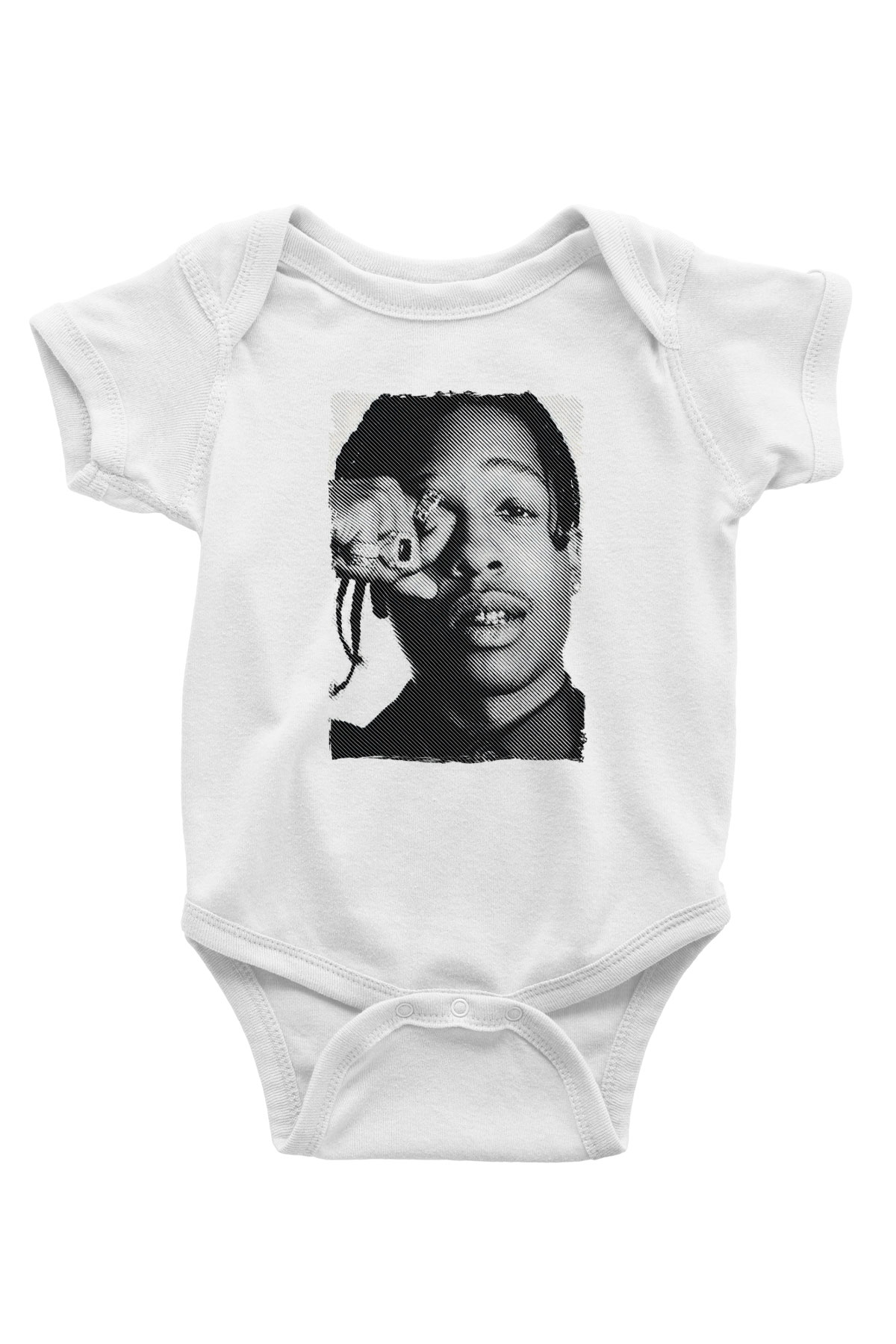 Asap Rocky Baskılı Beyaz Unisex Bebek Body - Zıbın