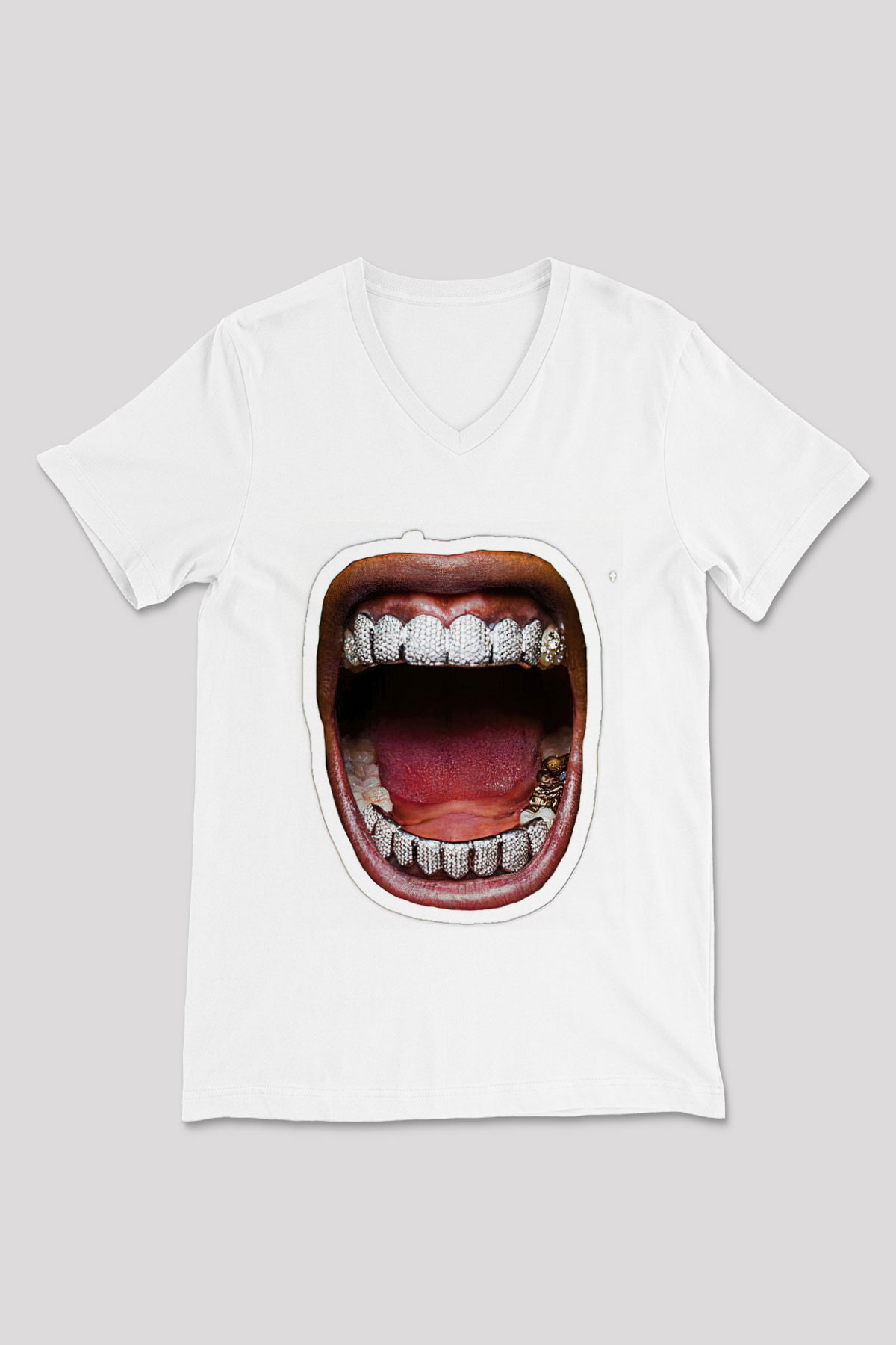 Asap Rocky Baskılı Beyaz Unisex V Yaka Tişört - Tshirt