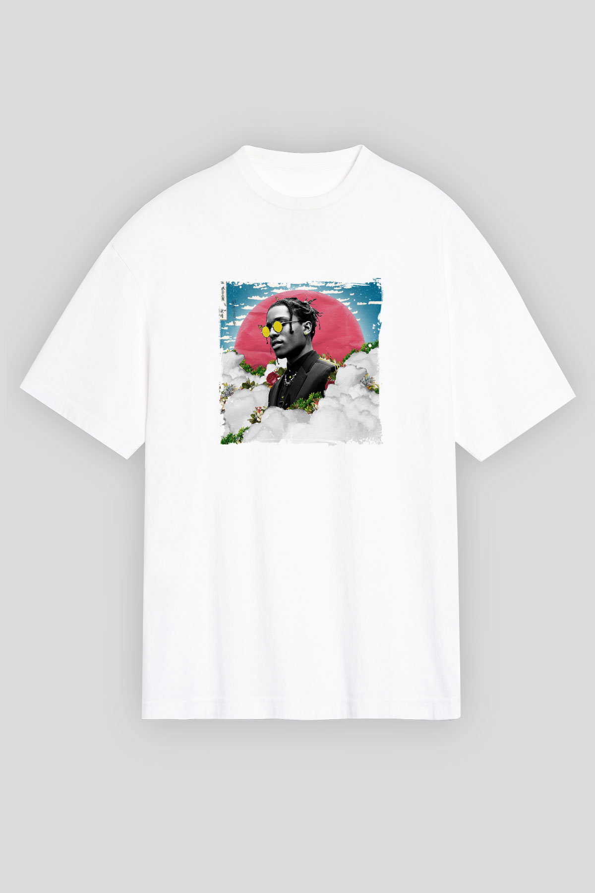 ASAP Rocky Baskılı Unisex Beyaz Tişört