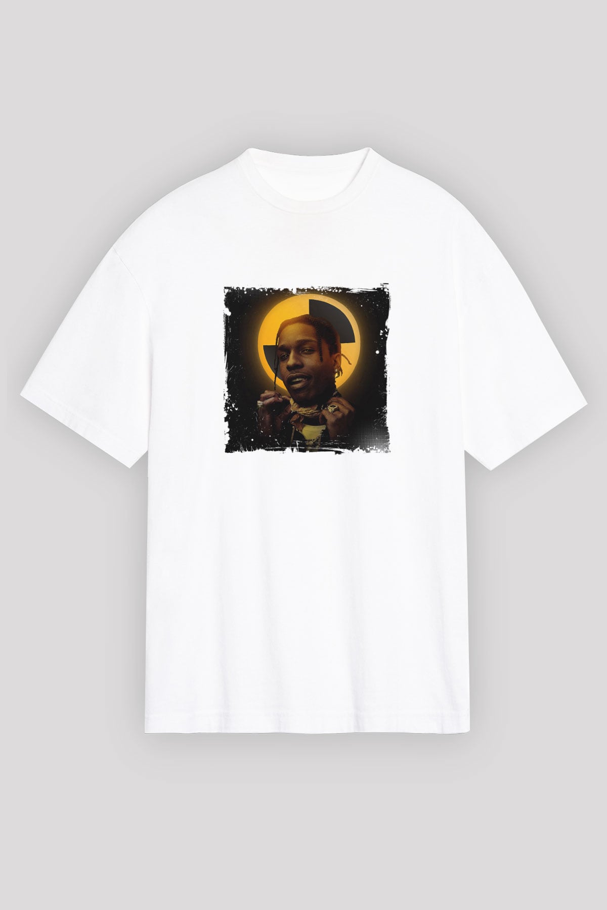 ASAP Rocky Baskılı Unisex Beyaz Tişört