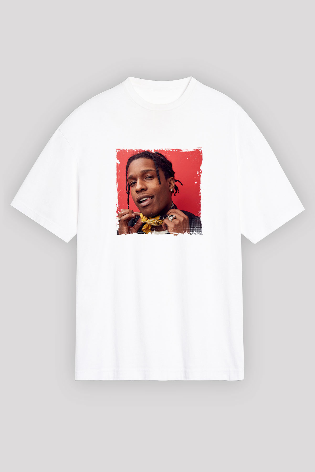 ASAP Rocky Baskılı Unisex Beyaz Tişört