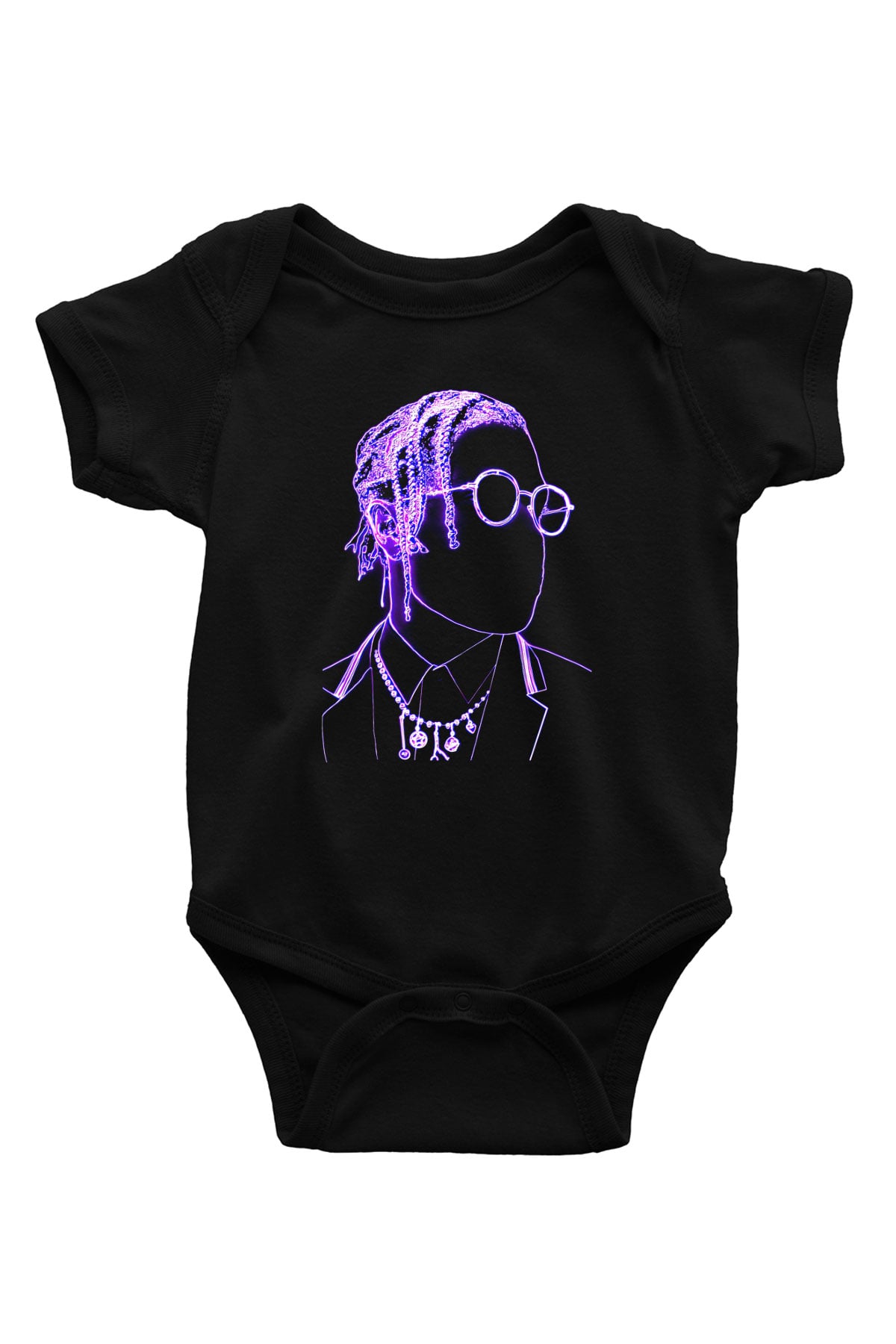 Asap Rocky Baskılı Unisex Siyah Bebek Body - Zıbın