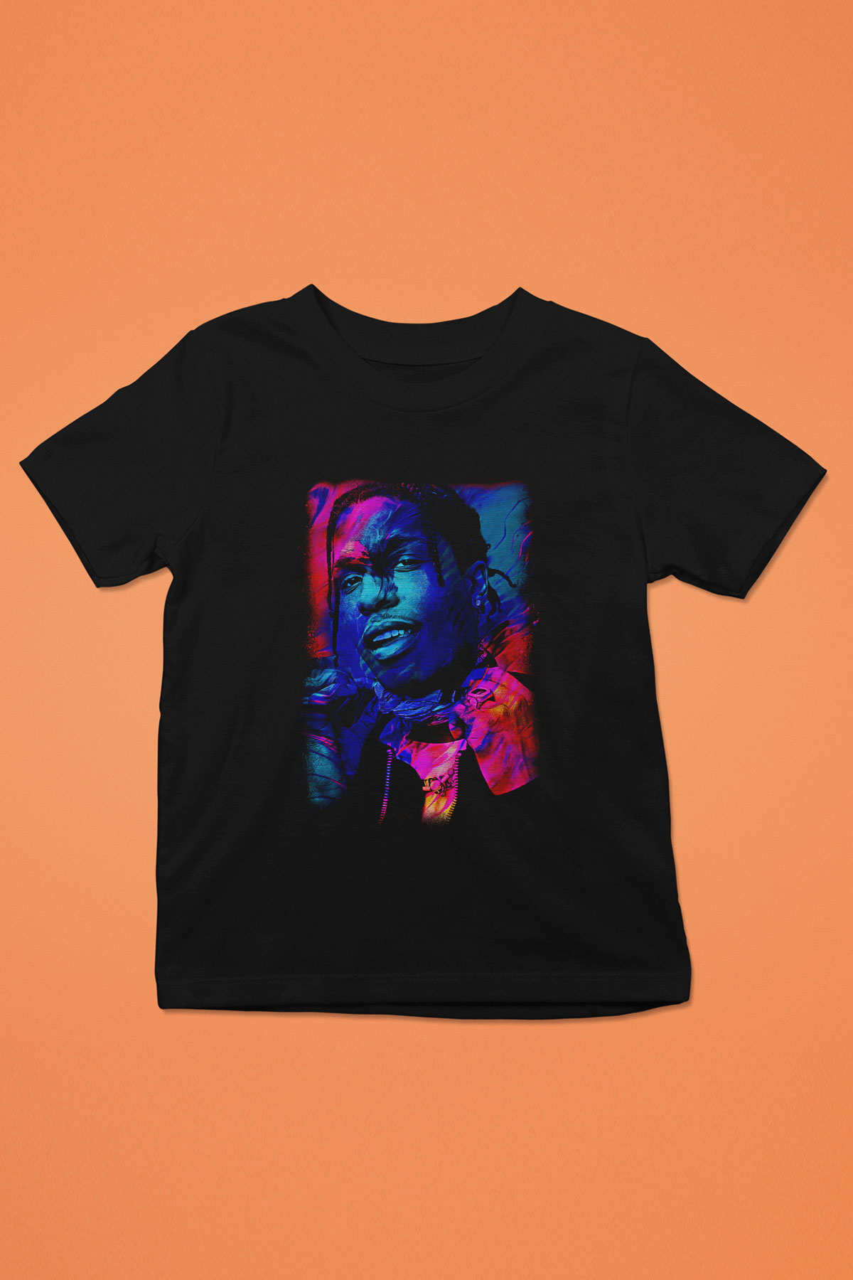 Asap Rocky Baskılı Unisex Siyah Çocuk Tişört - Tshirt