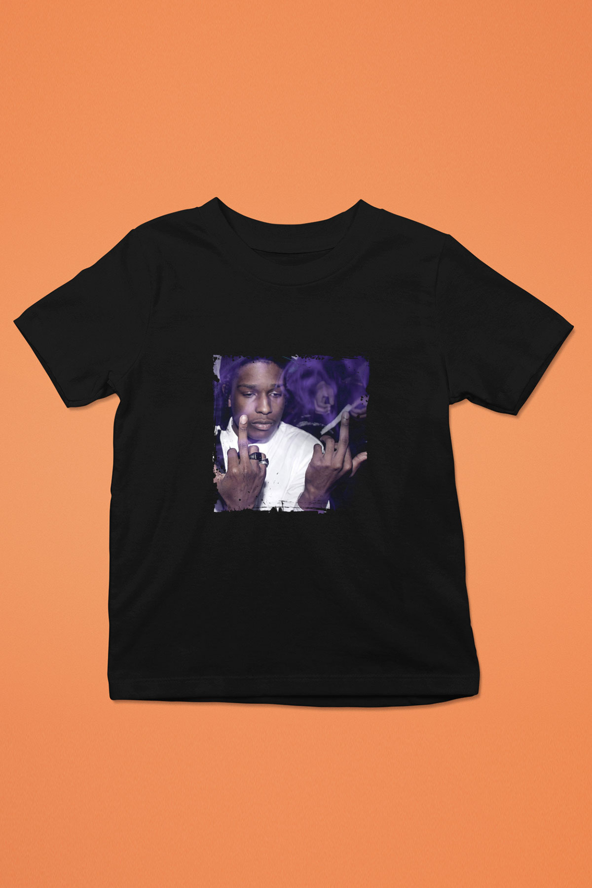 ASAP Rocky Baskılı Unisex Siyah Çocuk Tişört