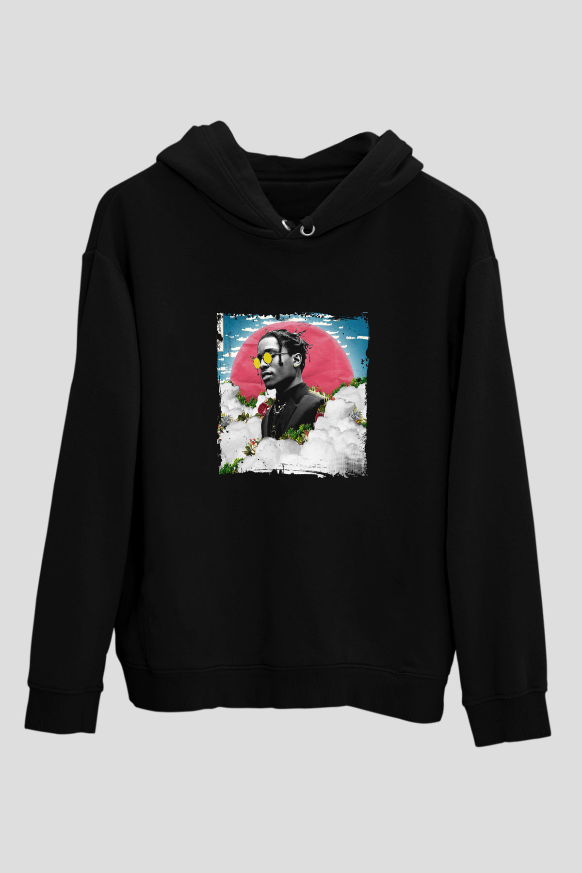 ASAP Rocky Baskılı Unisex Siyah Hoodie