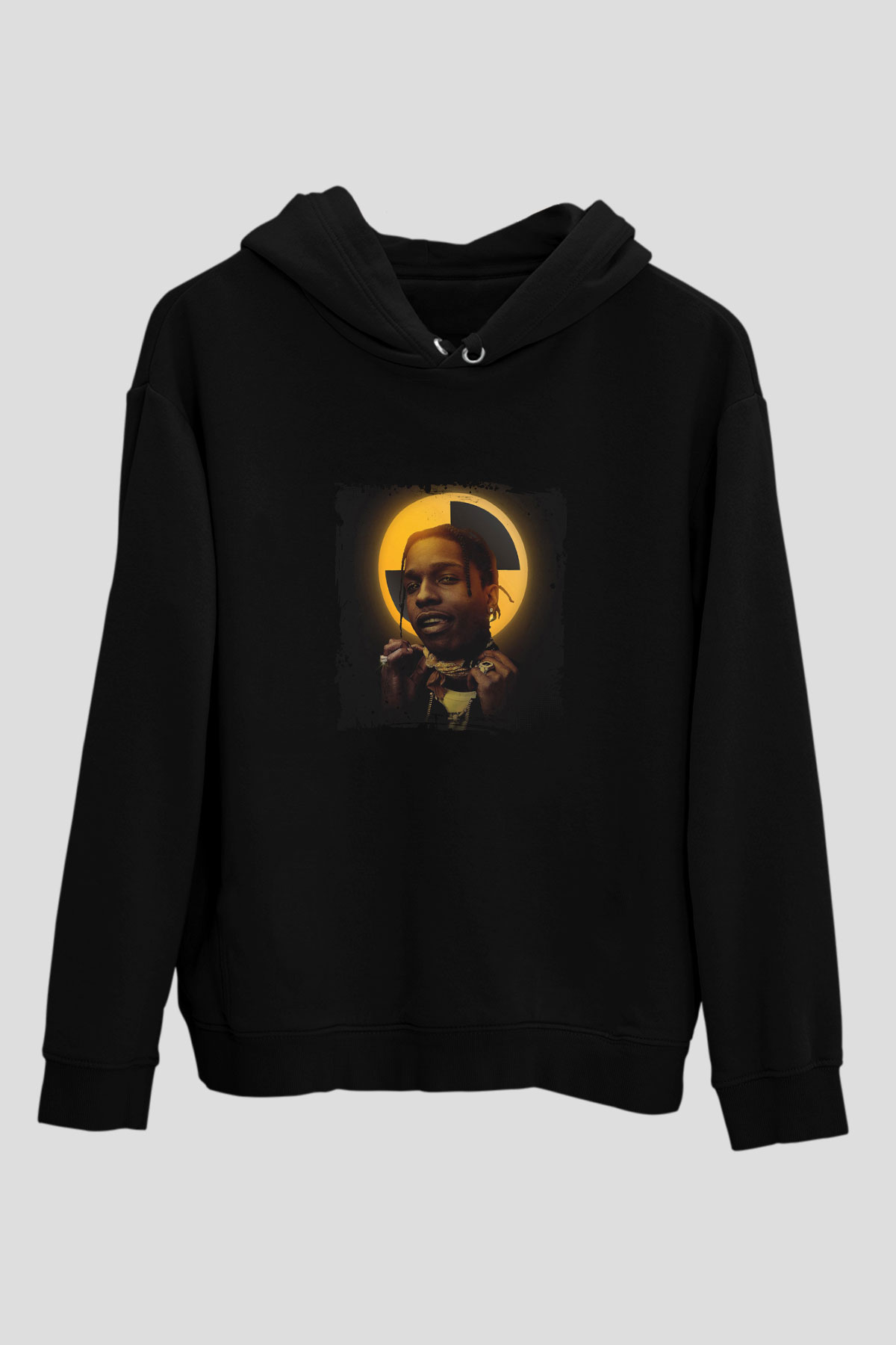 ASAP Rocky Baskılı Unisex Siyah Hoodie