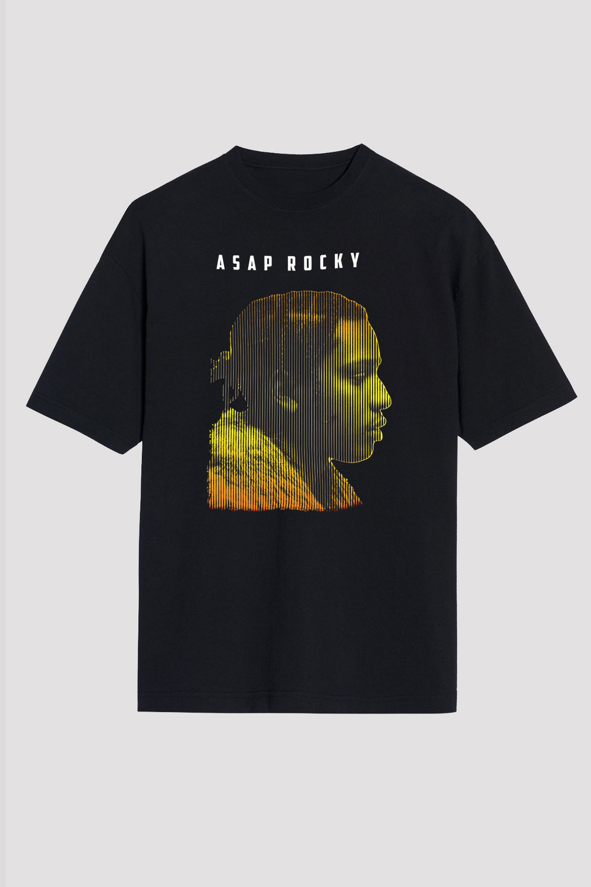 Asap Rocky Baskılı Unisex Siyah Oversize Tişört - Tshirt