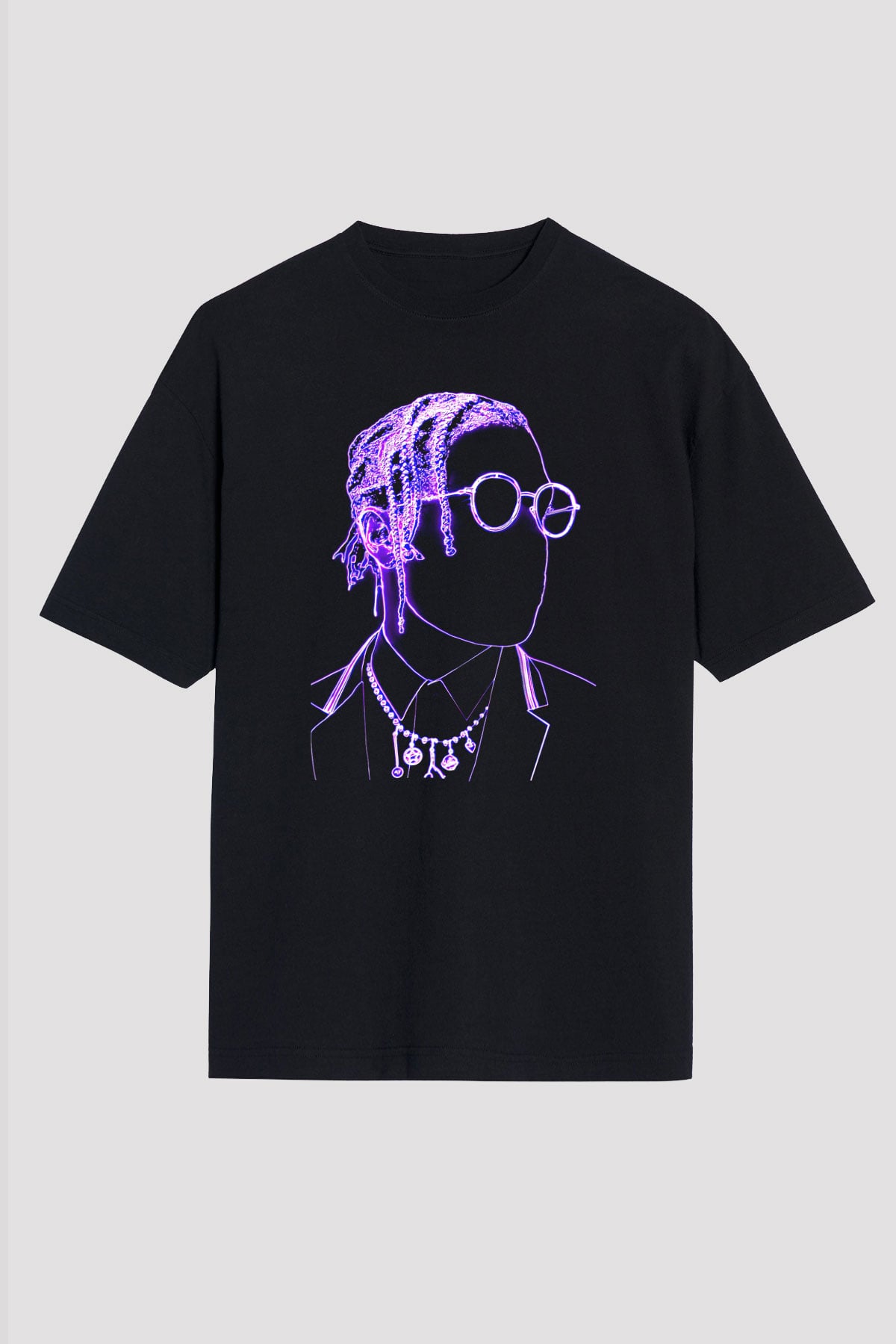Asap Rocky Baskılı Unisex Siyah Oversize Tişört - Tshirt