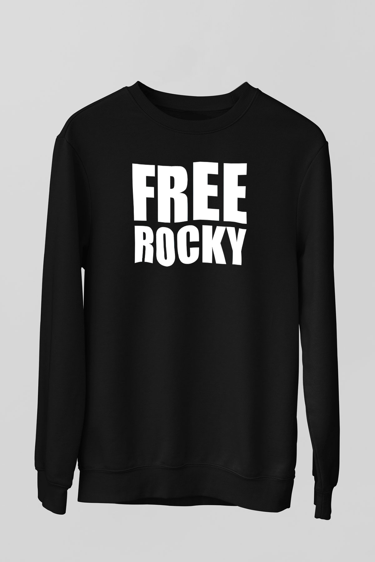 Asap Rocky Baskılı Unisex Siyah Sweatshirt