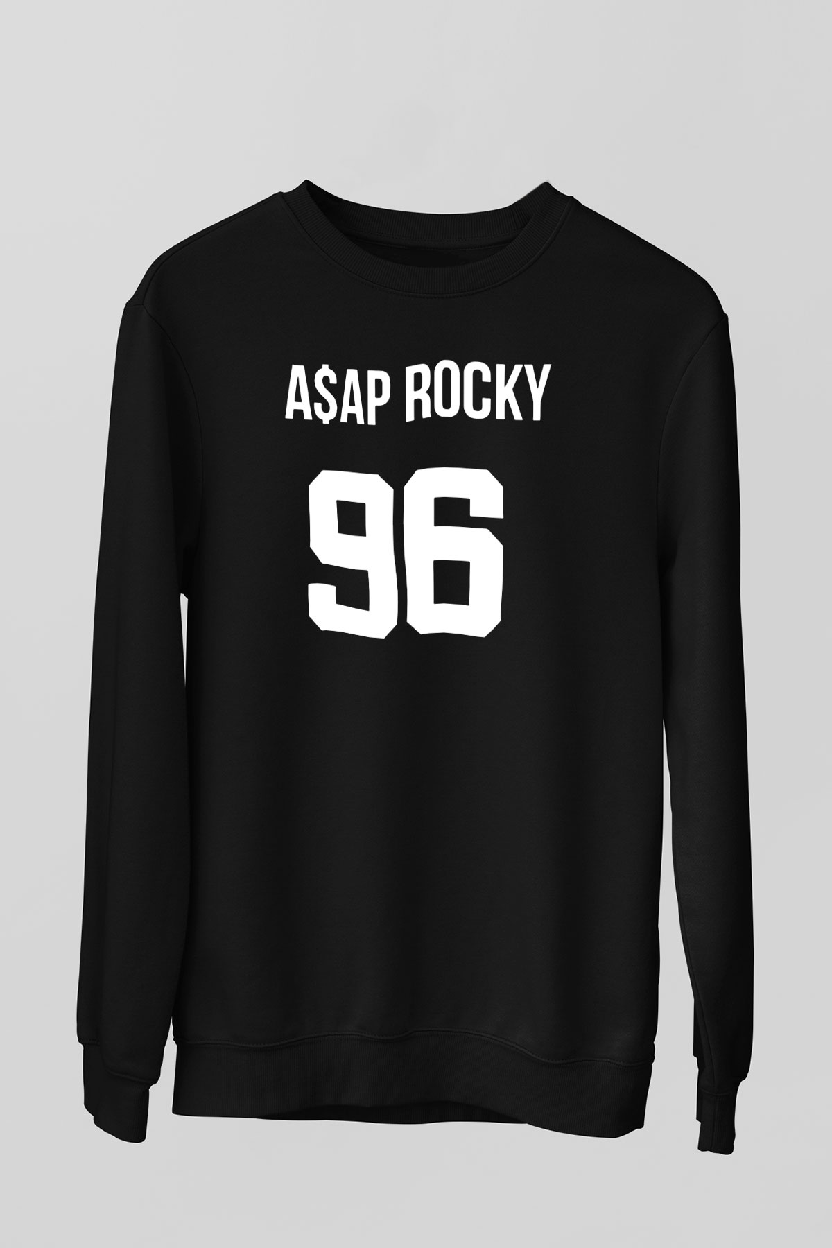 Asap Rocky Baskılı Unisex Siyah Sweatshirt