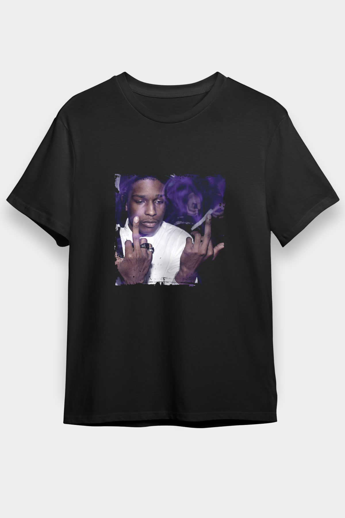 ASAP Rocky Baskılı Unisex Siyah Tişört