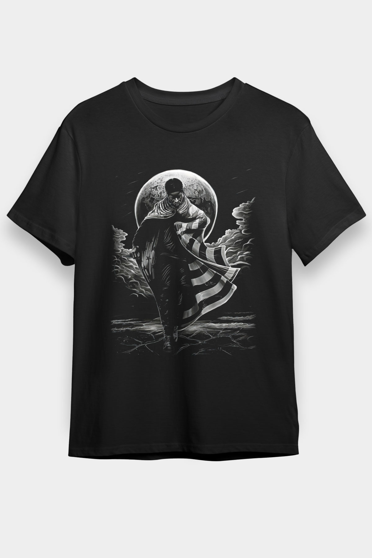 Asap Rocky Baskılı Unisex Siyah Tişört - Tshirt