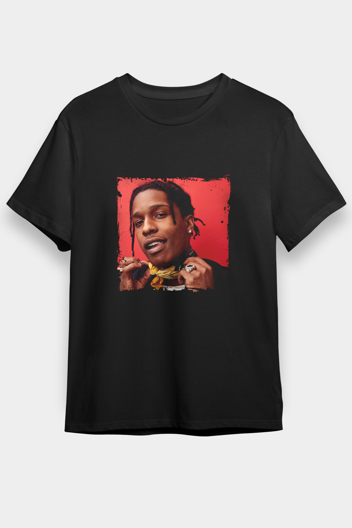 ASAP Rocky Baskılı Unisex Siyah Tişört