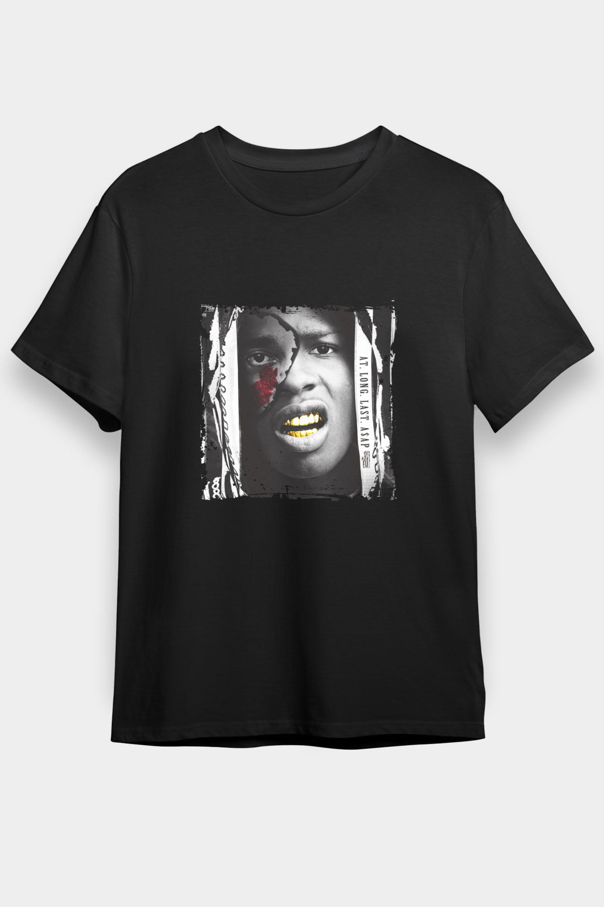 ASAP Rocky Baskılı Unisex Siyah Tişört