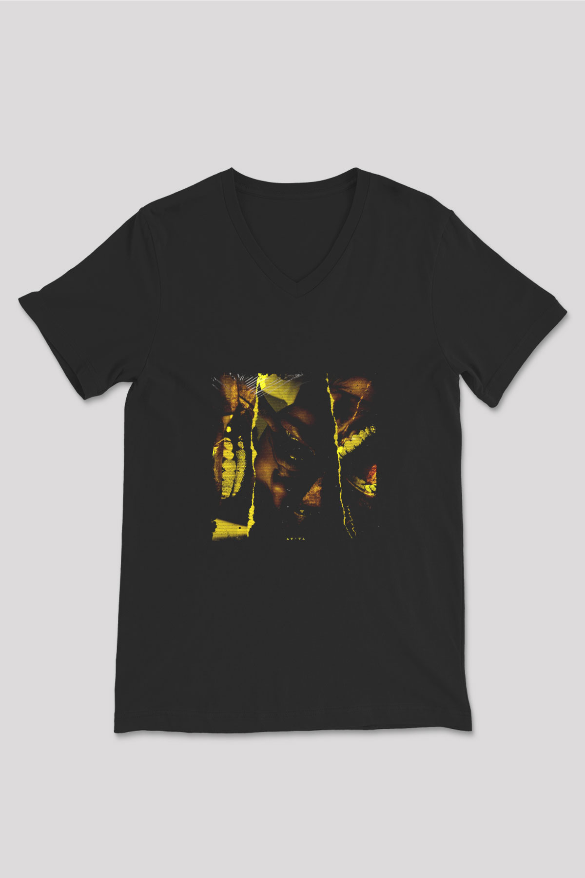 ASAP Rocky Baskılı Unisex Siyah V Yaka Tişört