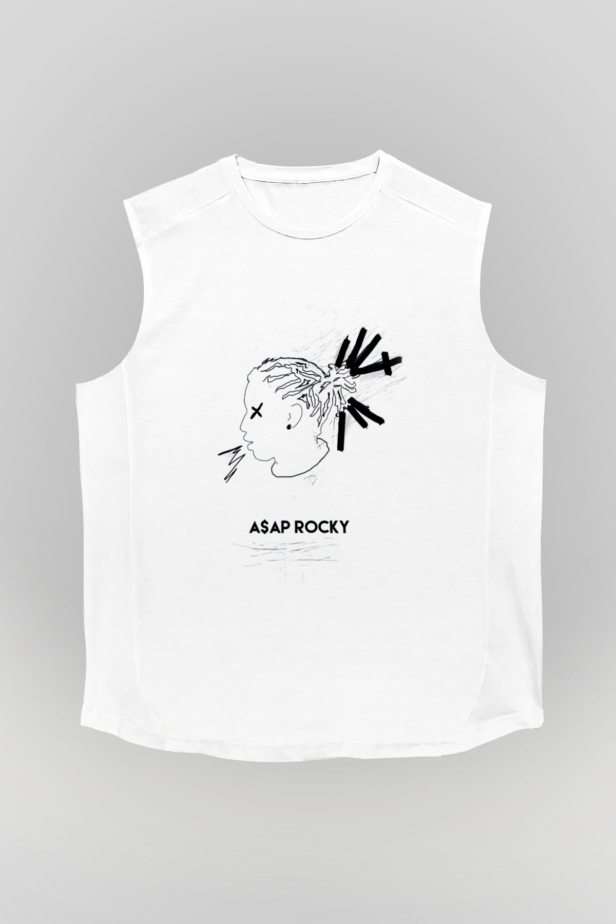 ASAP Rocky Beyaz Unisex Kolsuz Tişört
