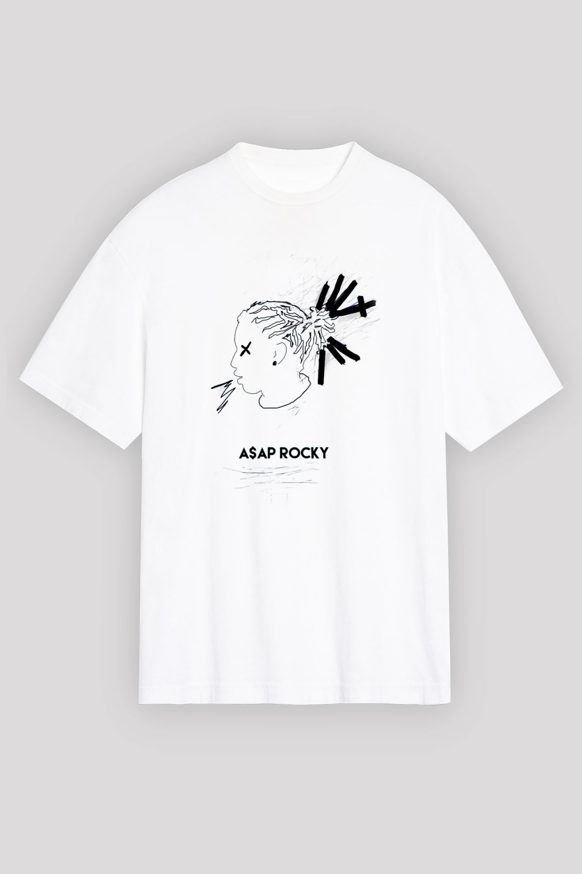 ASAP Rocky Beyaz Unisex Oversize Tişört T-Shirt