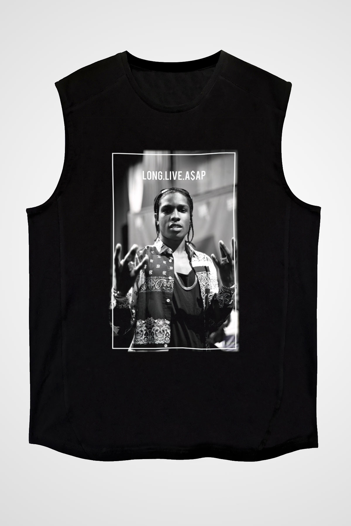 ASAP Rocky Siyah Unisex Kolsuz Tişört