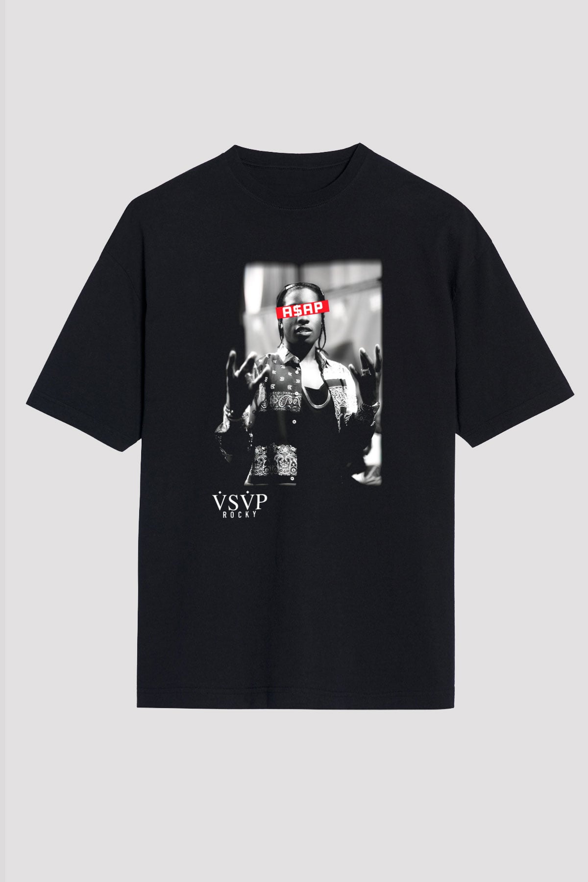 Asap Rocky Siyah Unisex Oversize Tişört T-Shirt