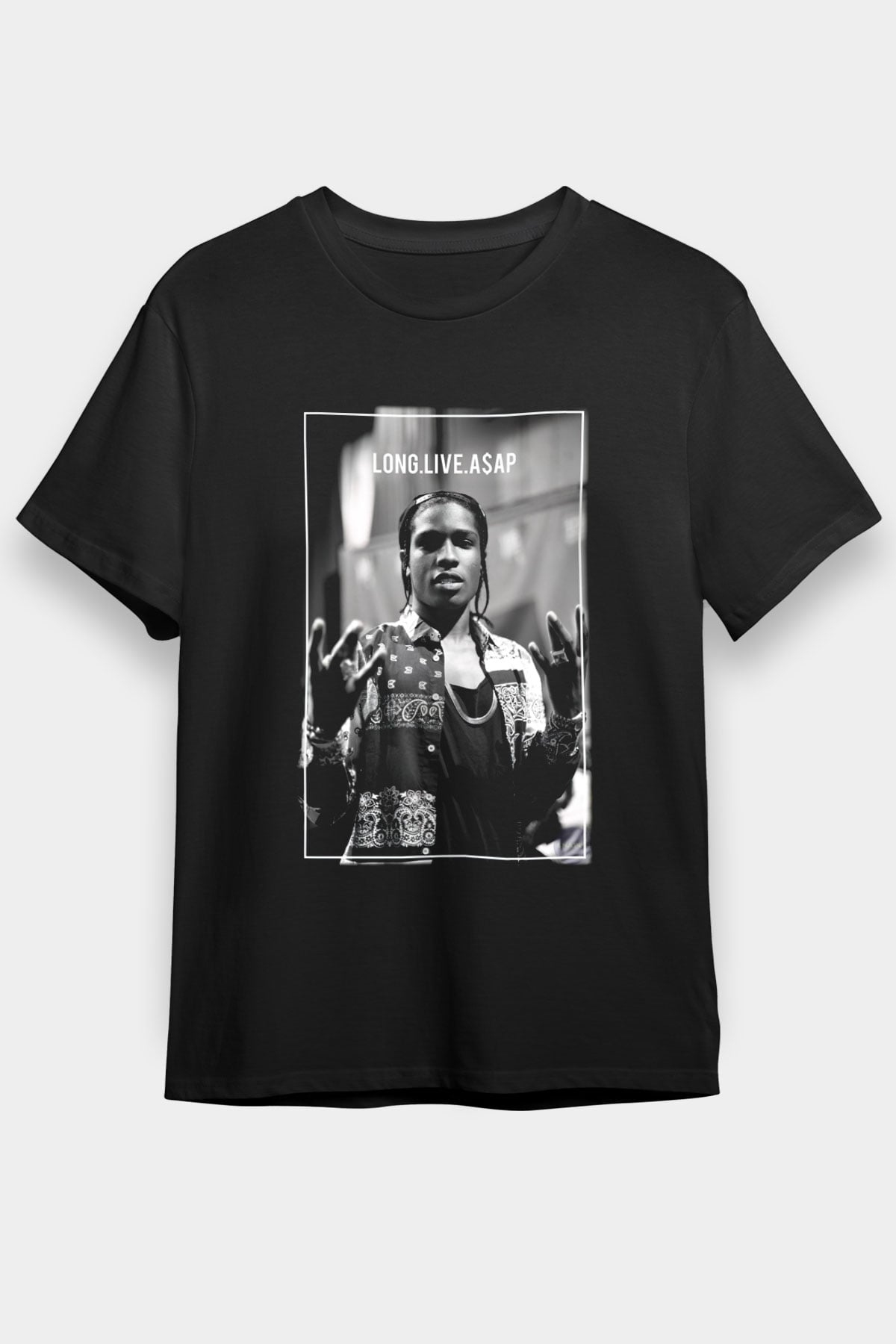 ASAP Rocky Siyah Unisex Tişört T-Shirt - TişörtFabrikası