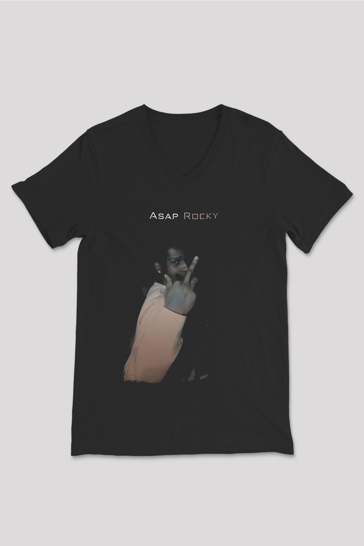 ASAP Rocky Siyah Unisex V Yaka Tişört