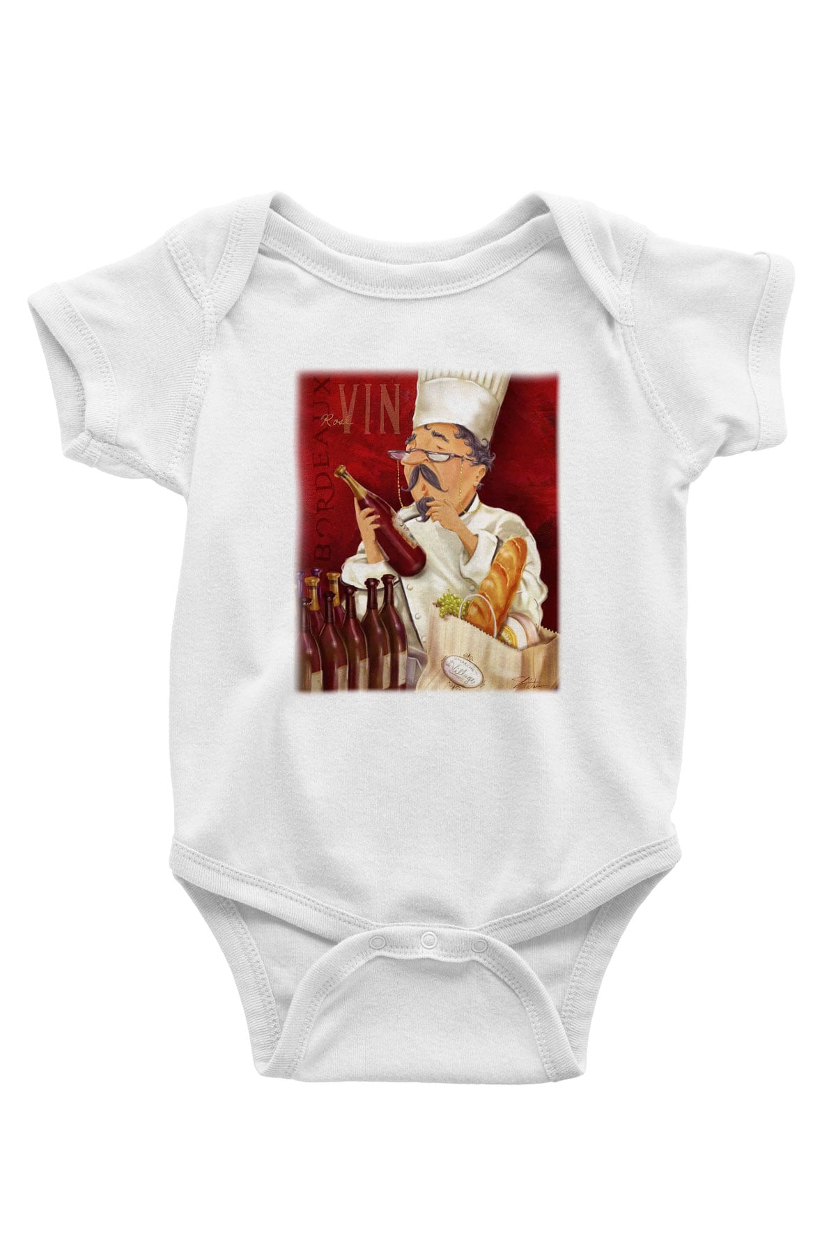 Aşçı Baskılı Beyaz Unisex Bebek Body - Zıbın