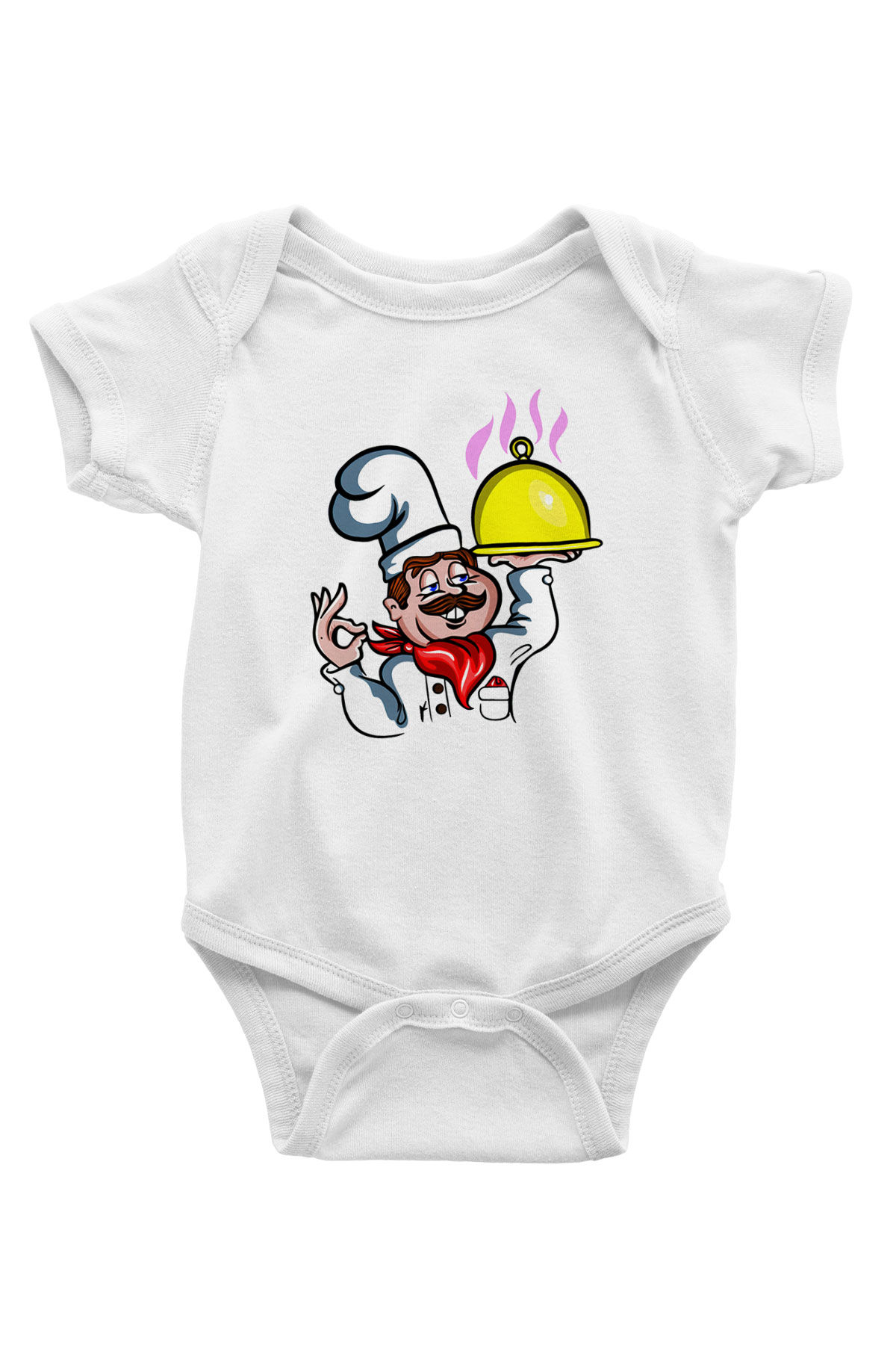 Aşçı Baskılı Beyaz Unisex Bebek Body - Zıbın