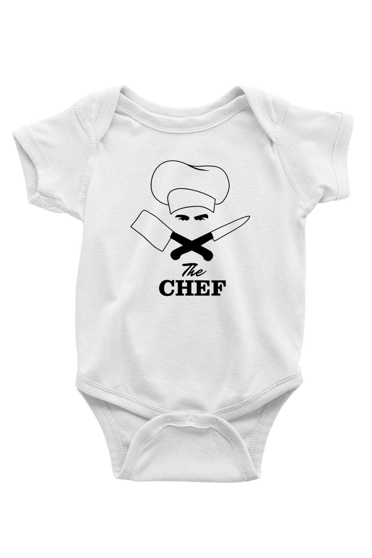 Aşçı Baskılı Beyaz Unisex Bebek Body - Zıbın