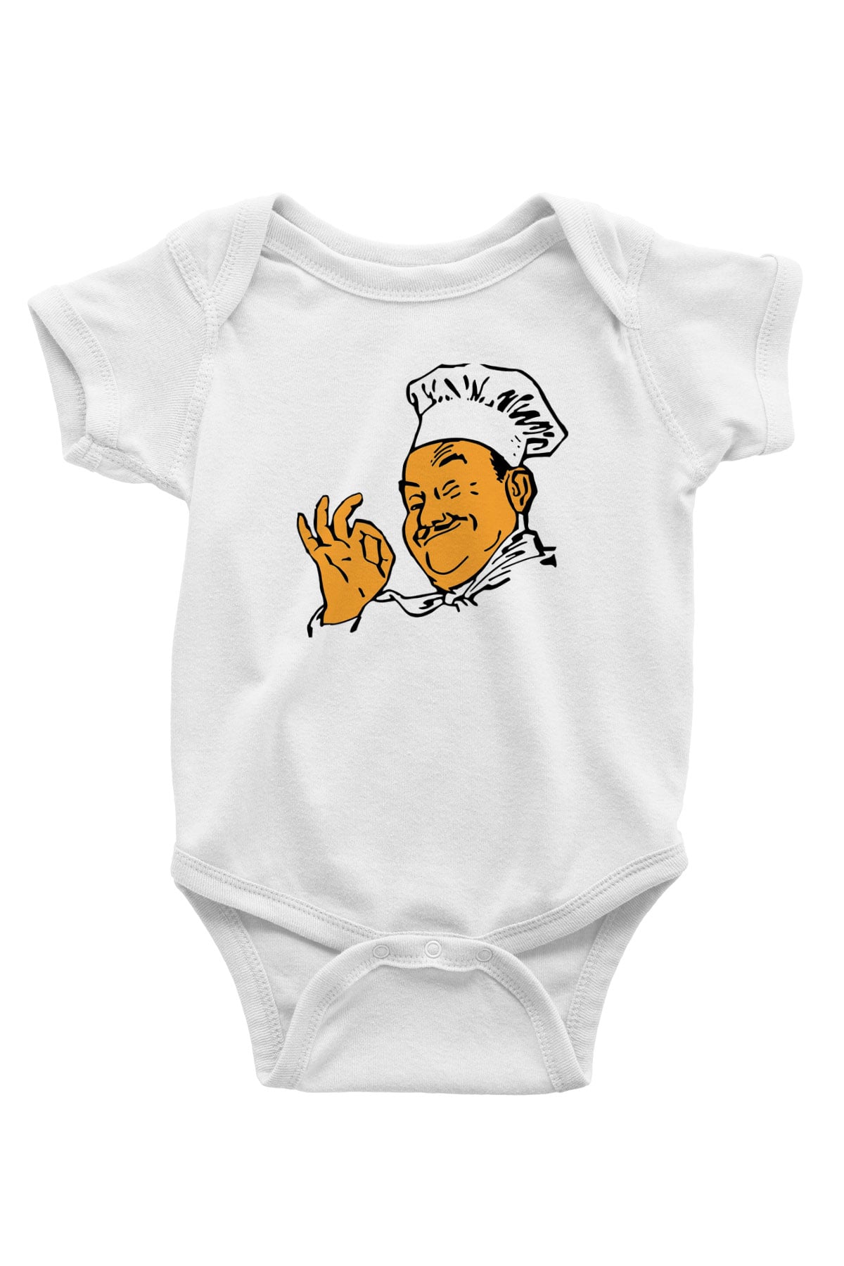 Aşçı Baskılı Beyaz Unisex Bebek Body - Zıbın