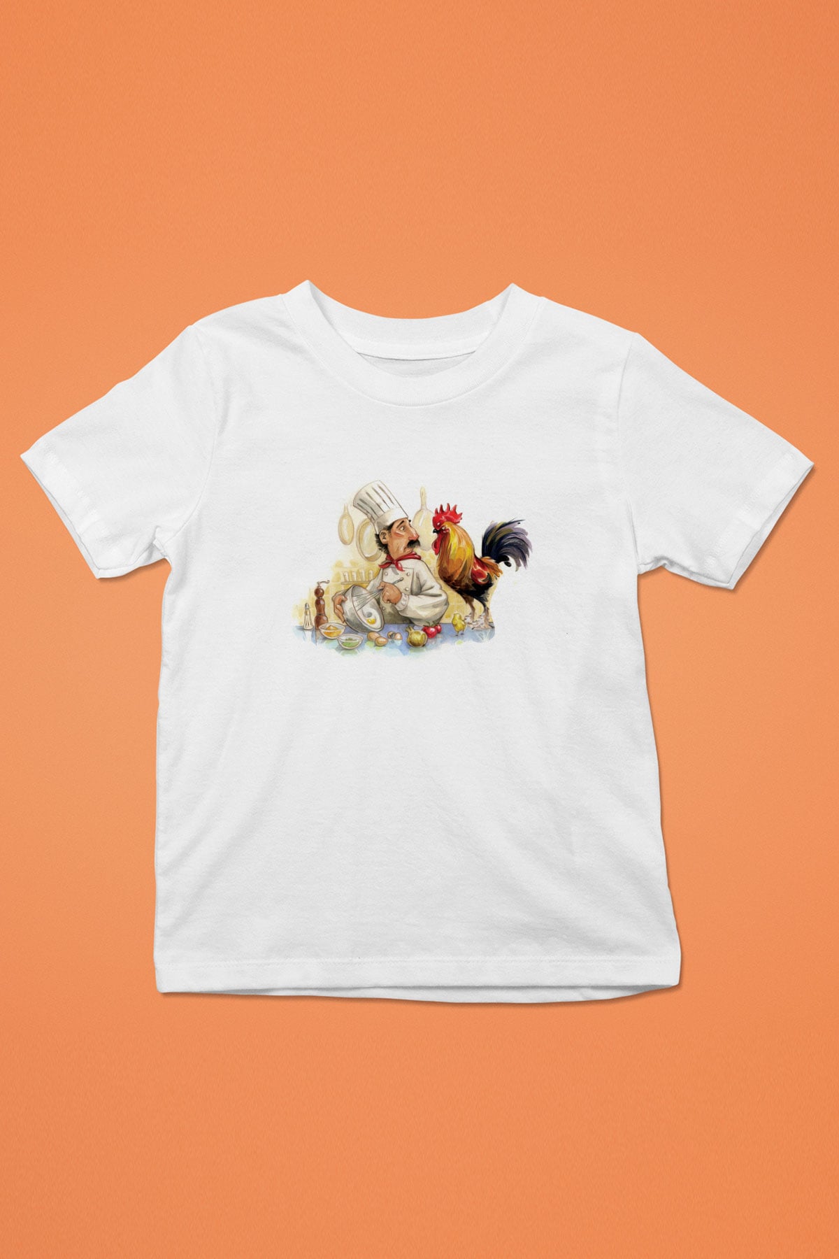 Aşçı Baskılı Beyaz Unisex Çocuk Tişört