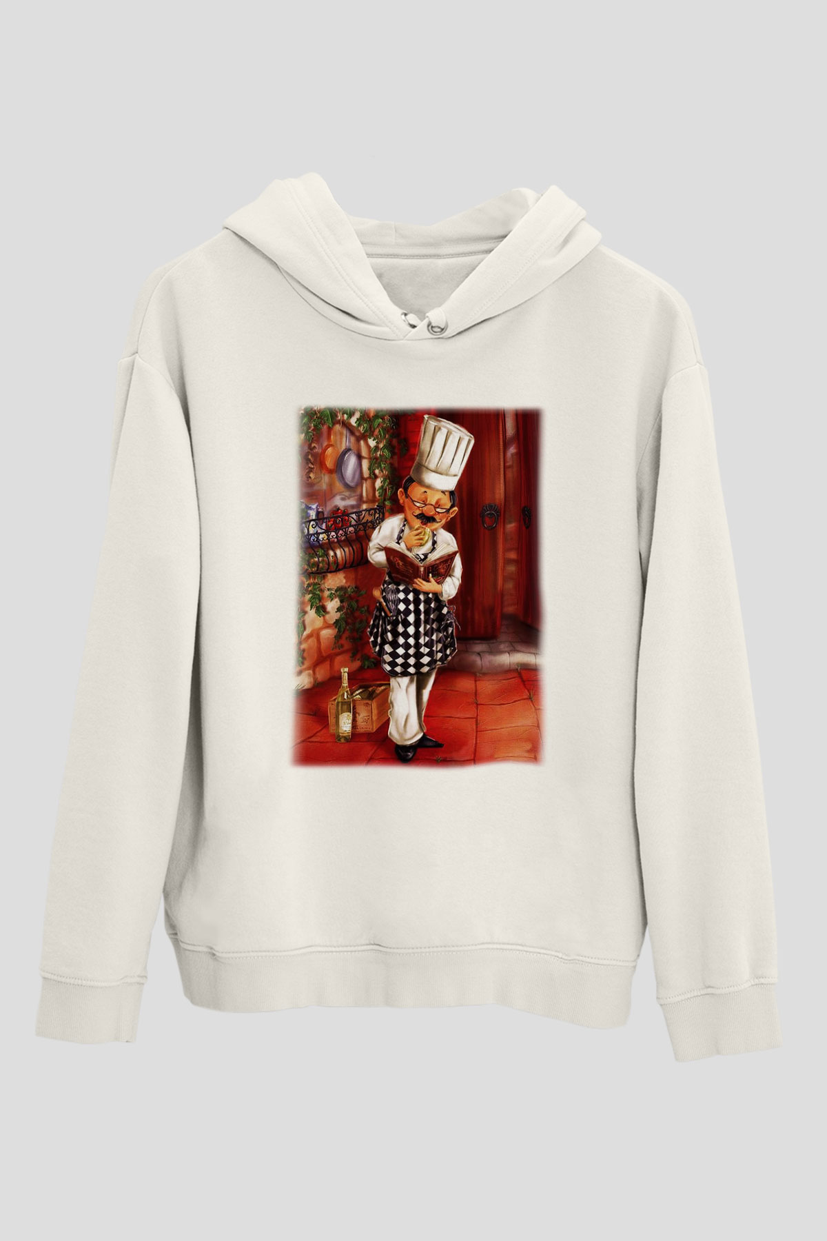 Aşçı Beyaz Unisex Hoodie