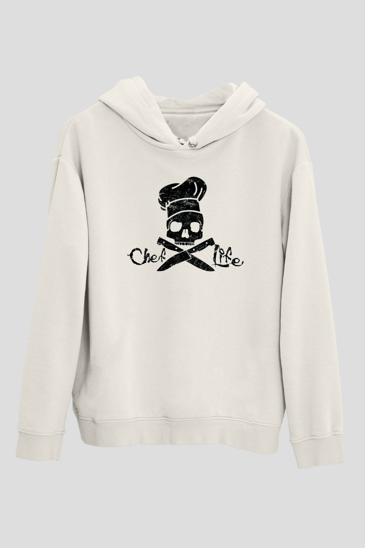 Aşçı Beyaz Unisex Kapüşonlu Sweatshirt