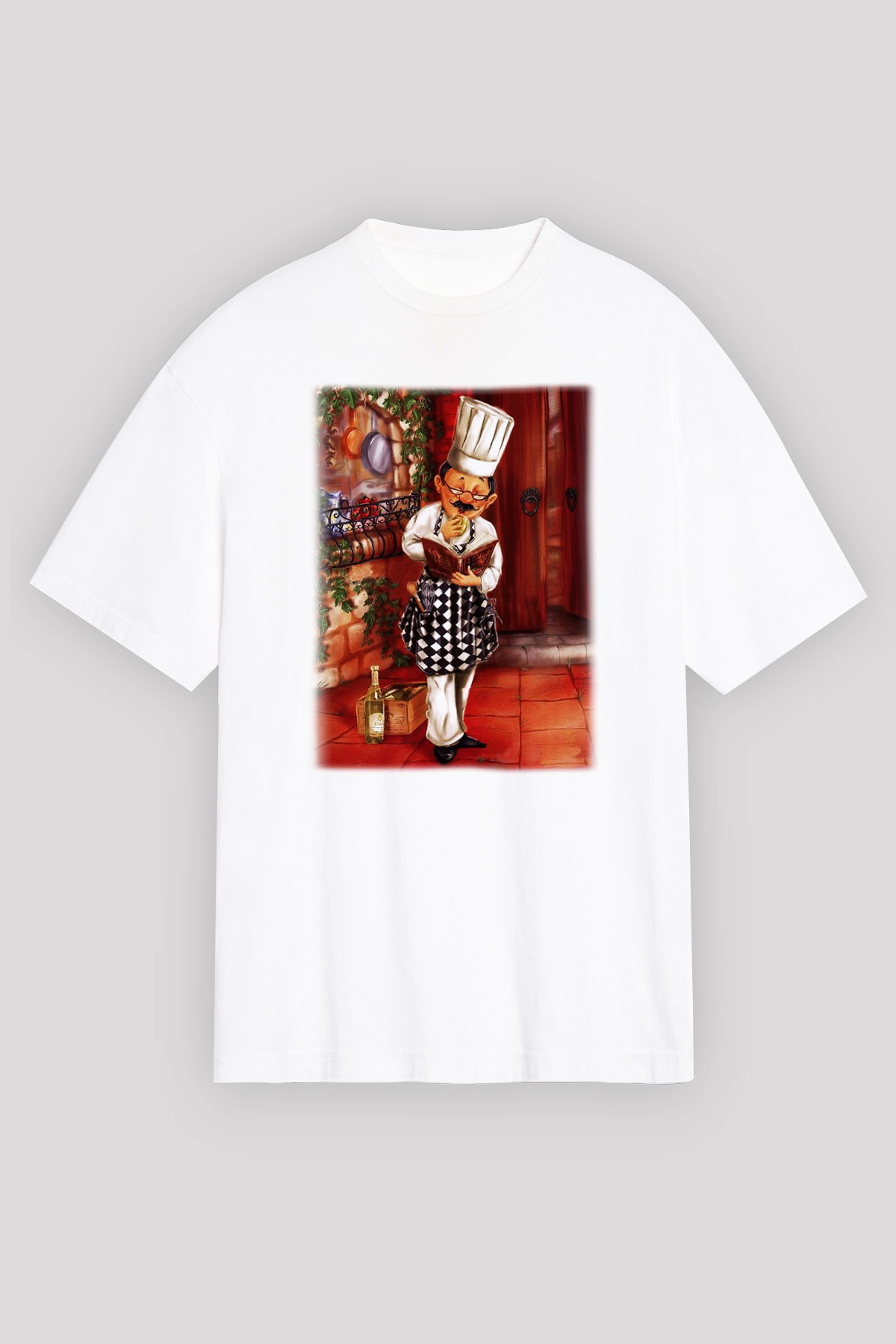 Aşçı Beyaz Unisex Oversize Tişört T-Shirt