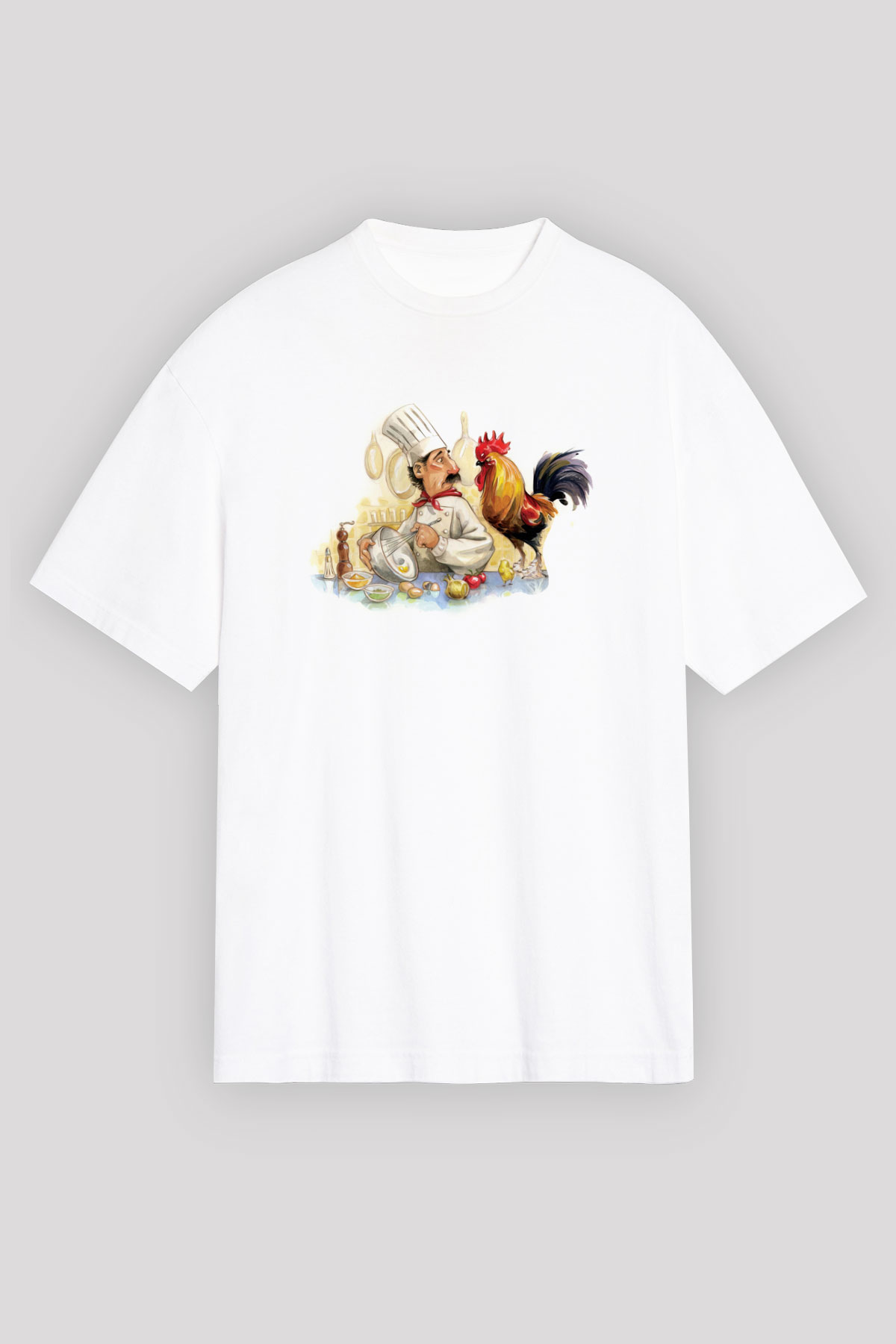Aşçı Beyaz Unisex Oversize Tişört T-Shirt
