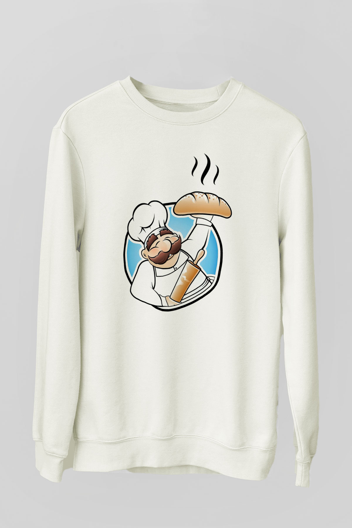 Aşçı Beyaz Unisex Sweatshirt