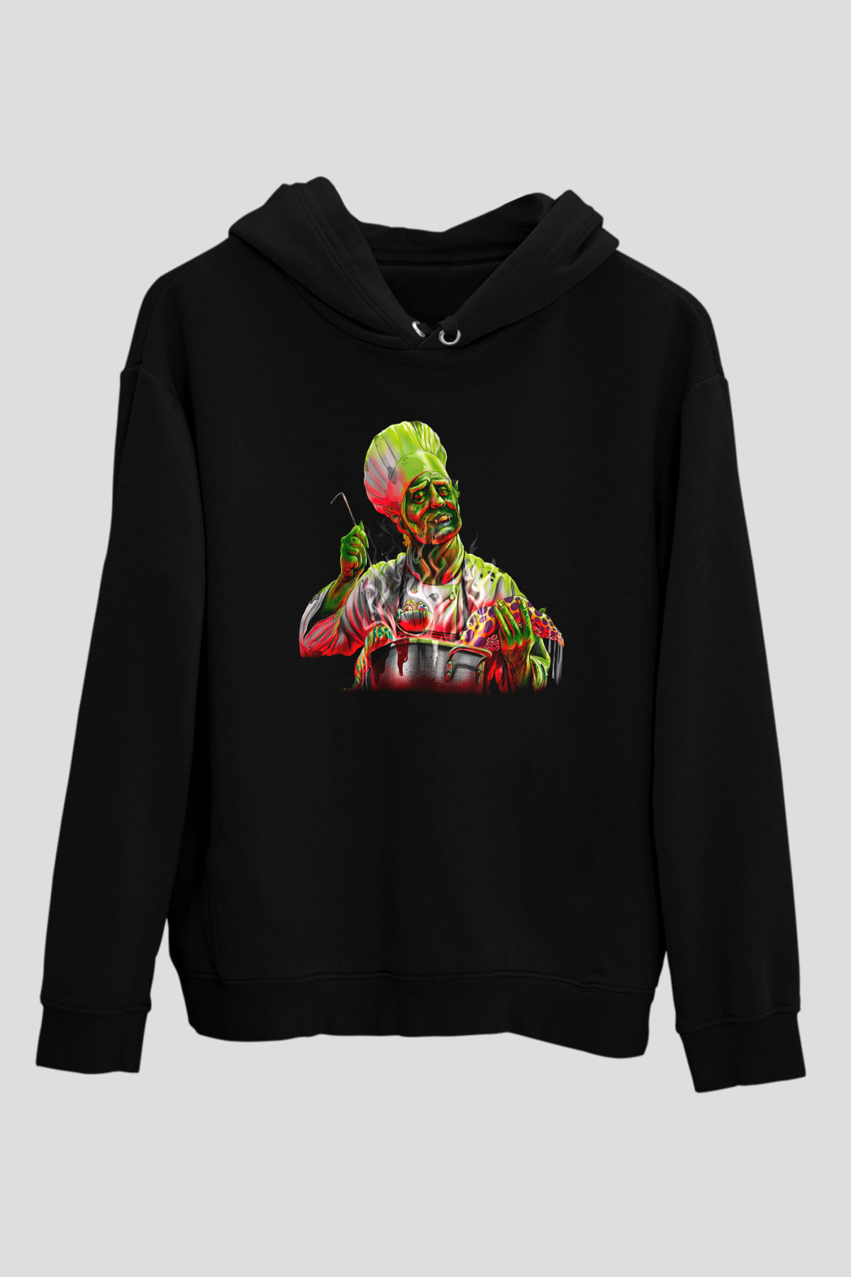 Aşçı Siyah Unisex Kapşonlu Sweatshirt