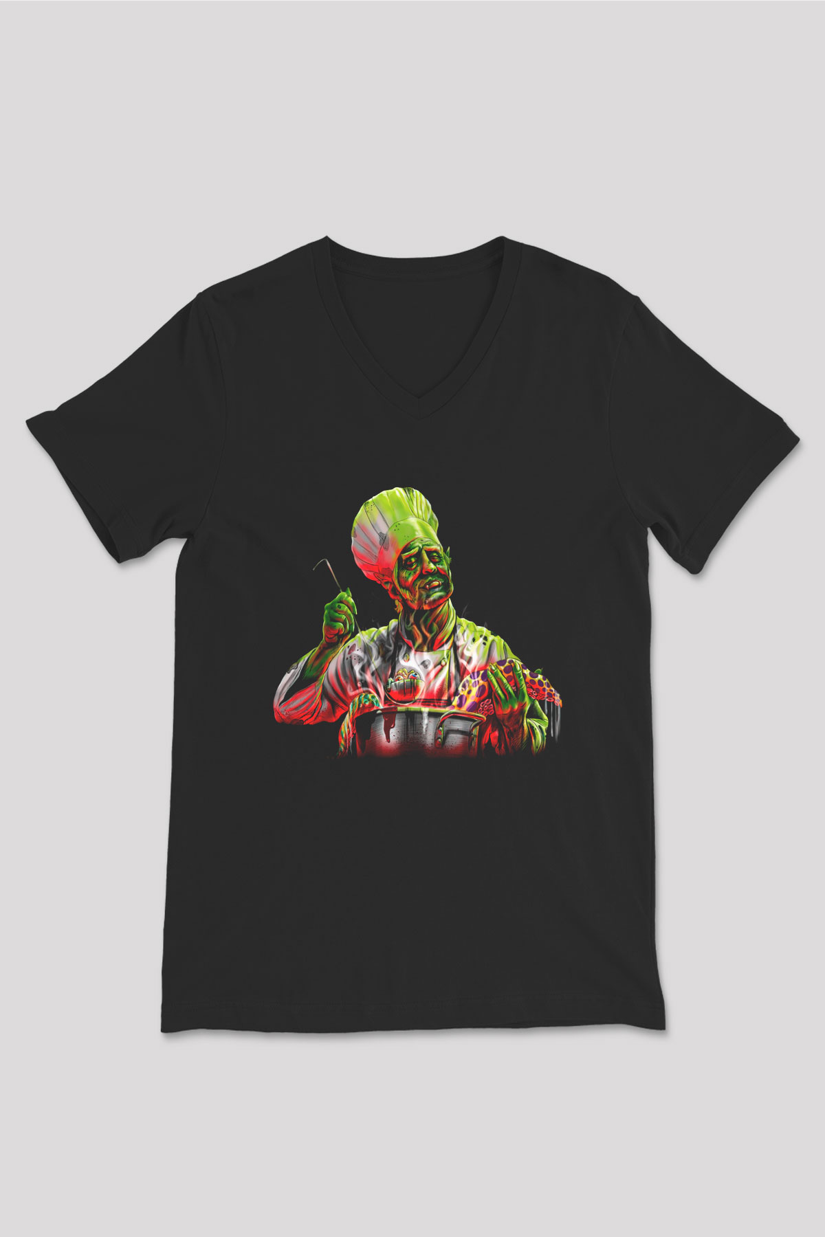 Aşçı Siyah Unisex V Yaka Tişört T-Shirt