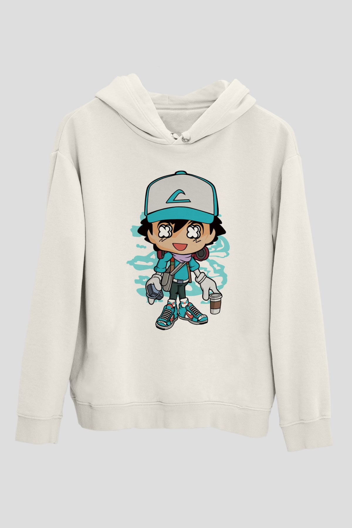 Ash Street Style Baskılı Unisex Beyaz Hoodie